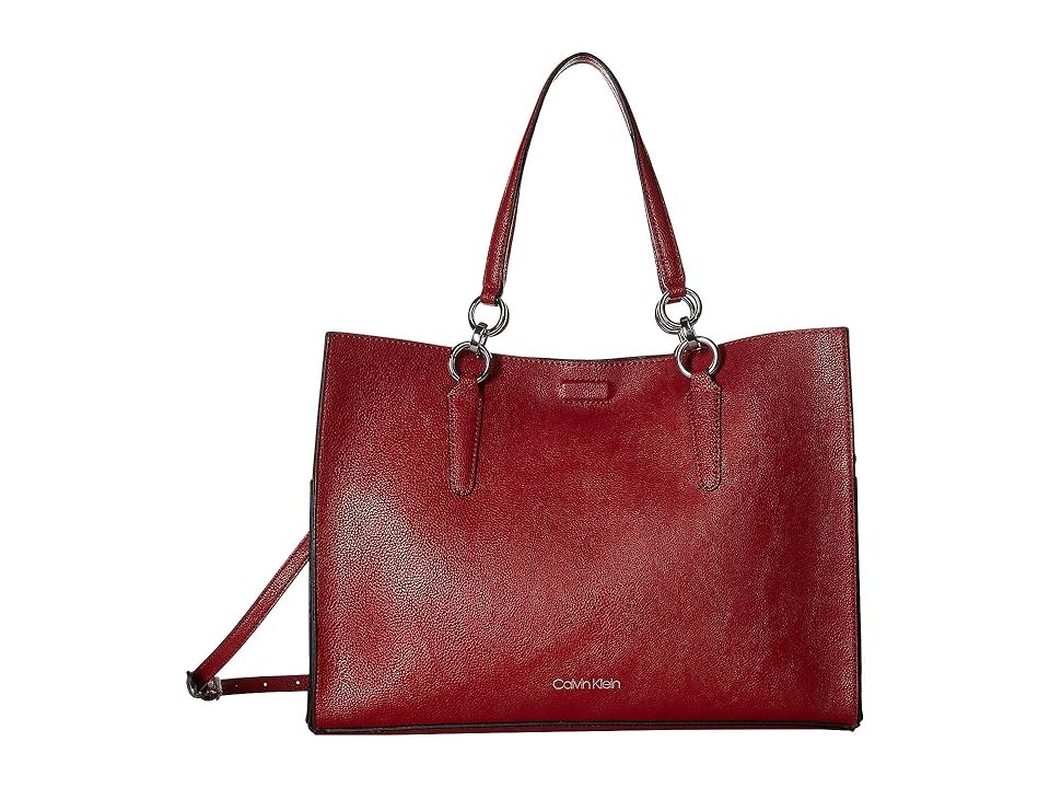 

Calvin Klein Reversible East/West Novelty Box Tote (Rouge/Black) Tote Handbags, Pink