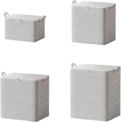 WMQPNNS Bolsa de almacenamiento plegable no tejida para ropa y ropa de cama organiza y ordena con facilidad (Z1-gris, L)