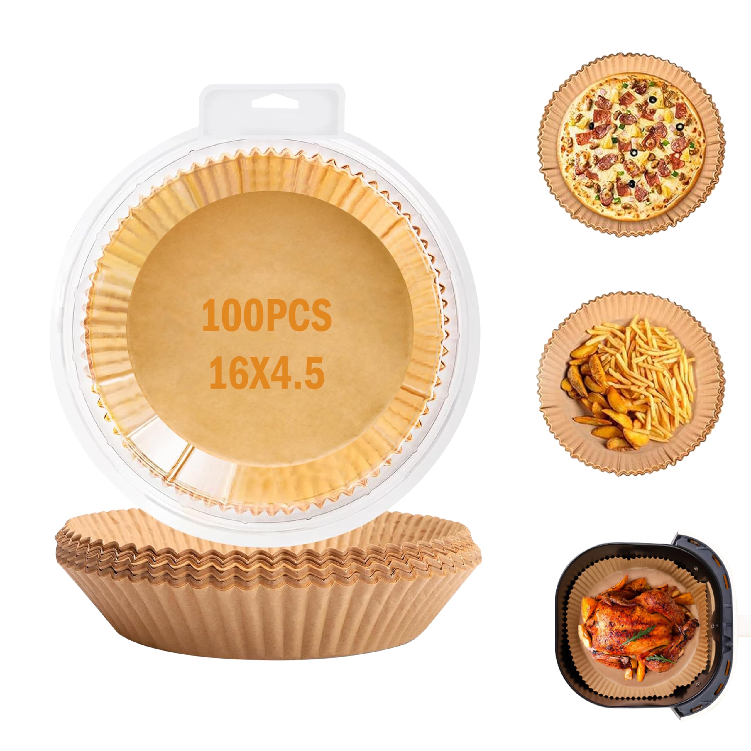 Carta Forno Per Friggitrice Ad Aria - 125 Fogli 20cm, Antiaderente