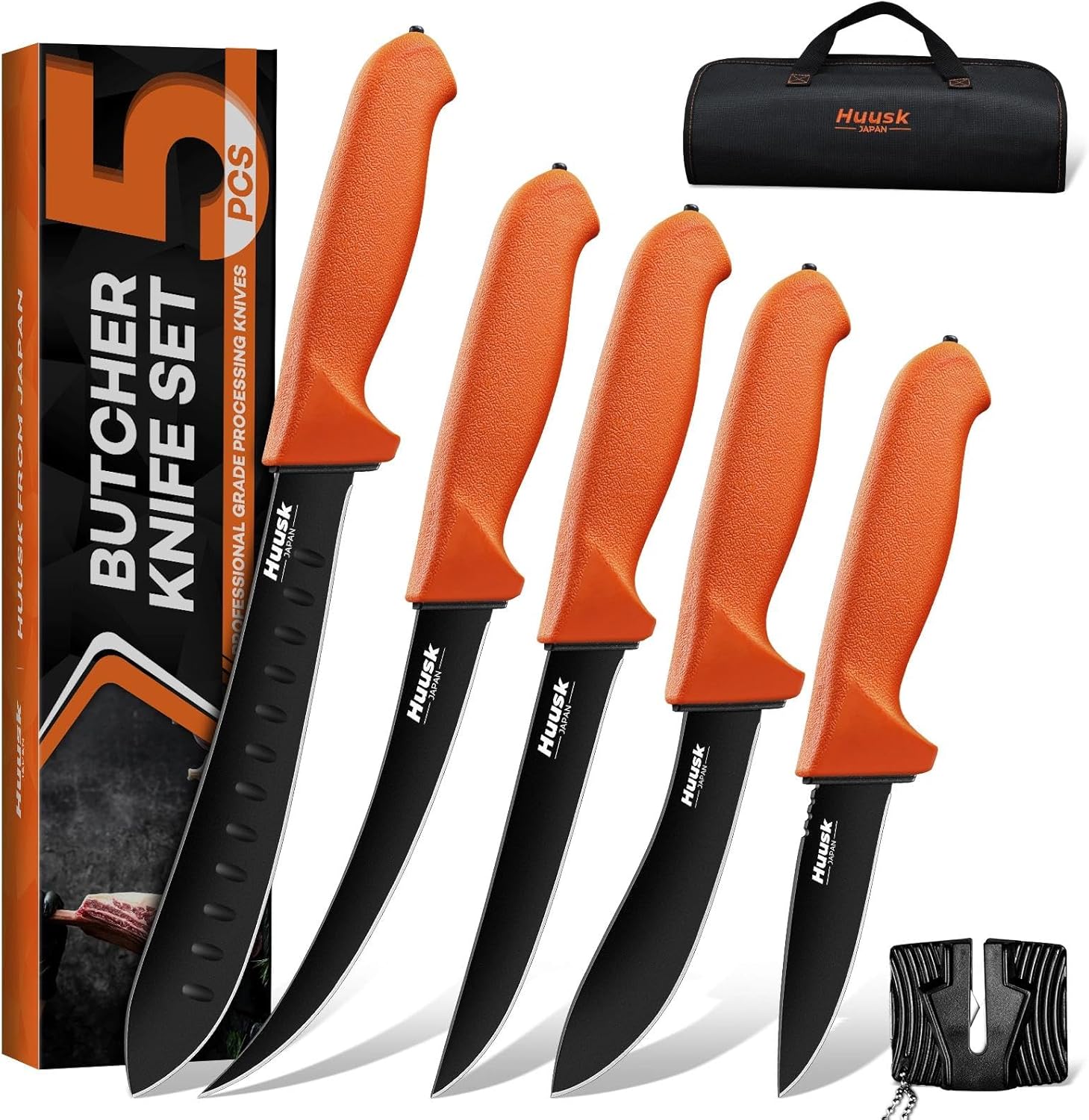 Set Cuchillos Carnicero 5 Piezas Acero Inoxidable