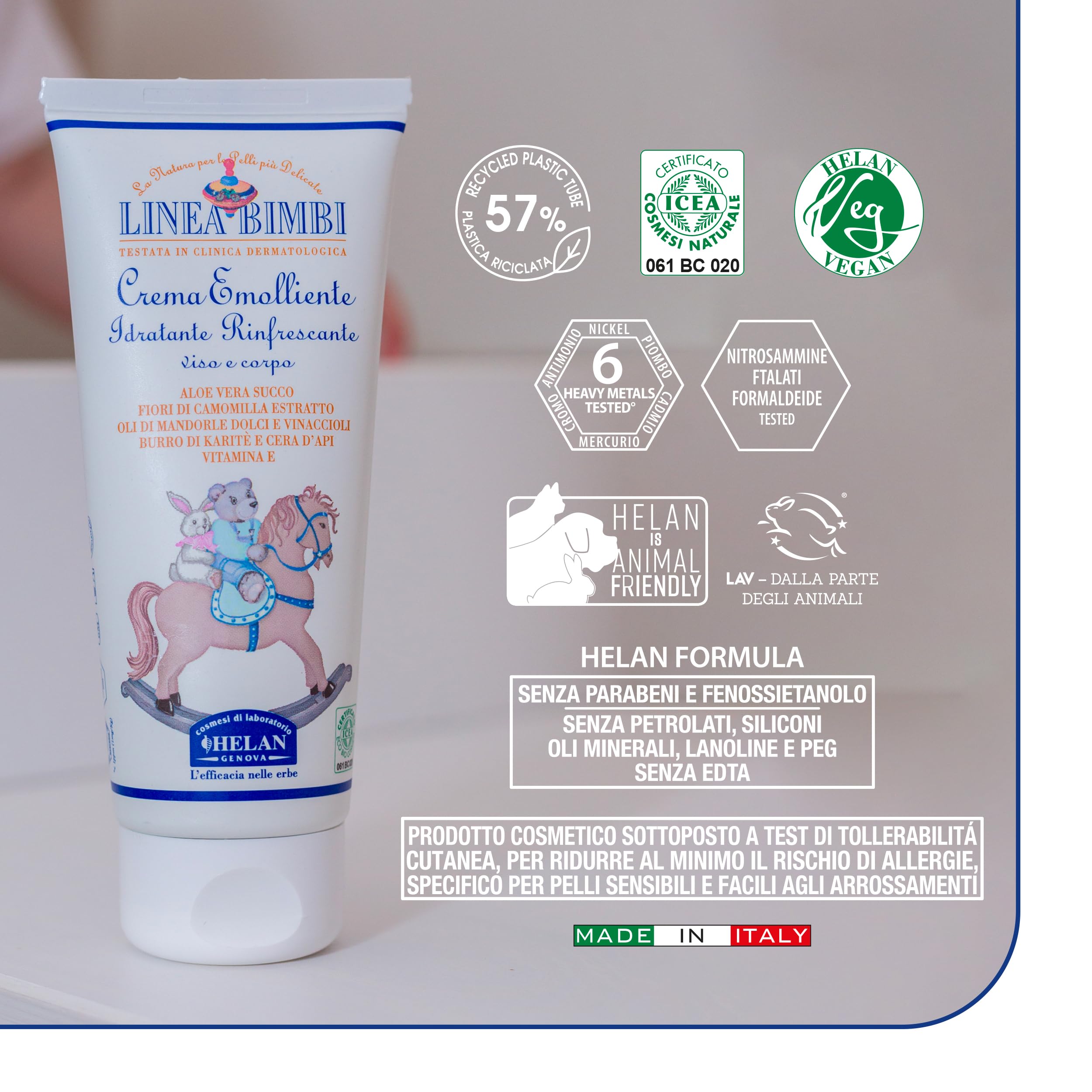 Helan Linea Bimbi Bio Crema Emolliente Idratante Viso e Corpo 100ml Made in Italy
