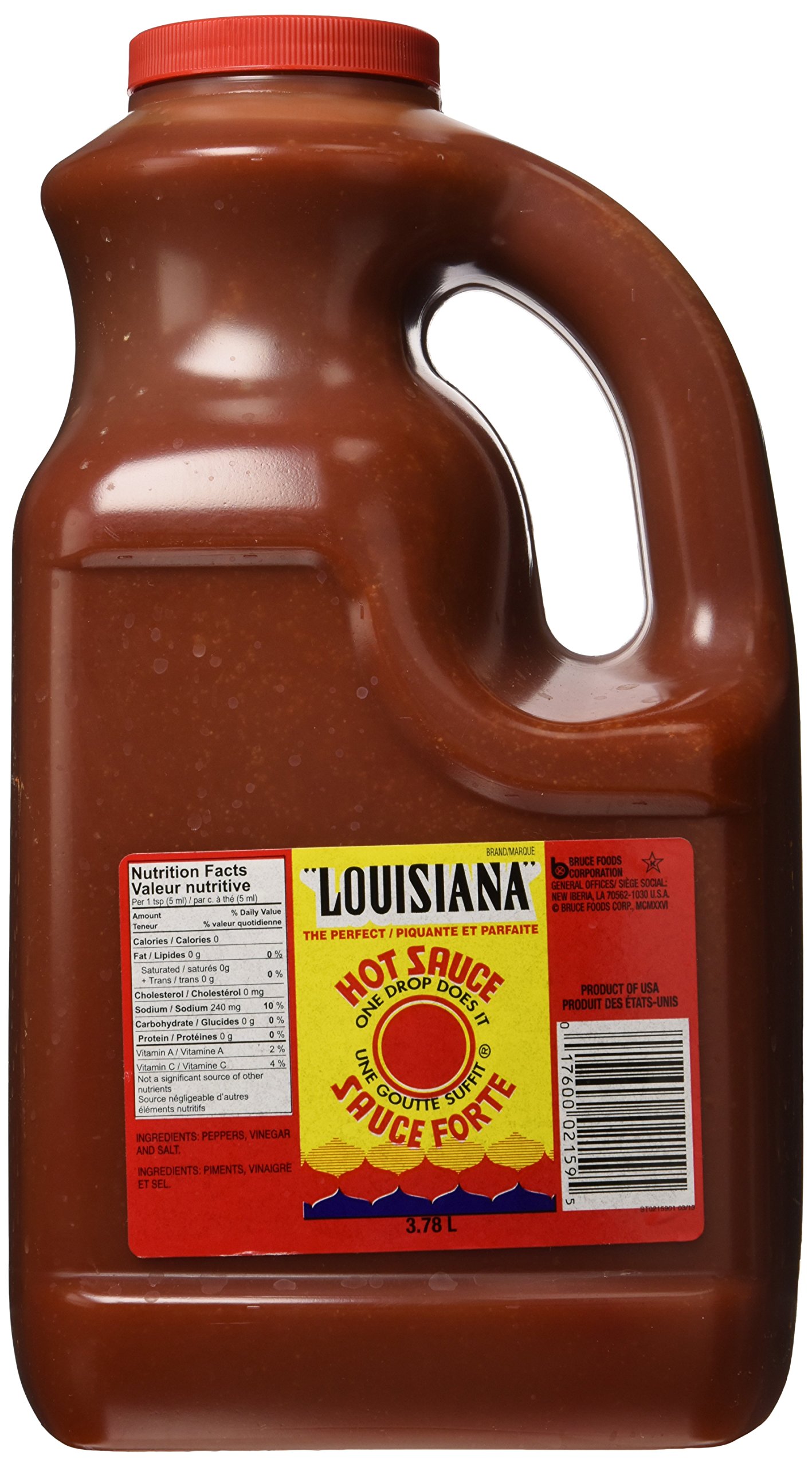 Louisiana - Hot Sauce 100% D'ORIGINE, flacon de 3.75 litres