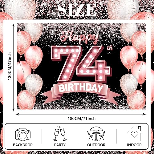 Vista 337 de Happy 21st Birthday Rose Gold Banner Backdrop Cheers to 21 Years Old Confetti Balloons Theme Decor Decorations for Women 21 Years Old Pink Birthday