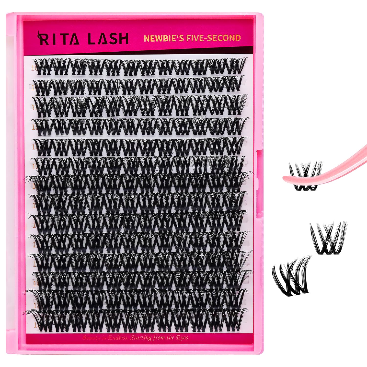 RITALASH Lash Clusters DIY Cluster Lashes Individual Lashes Clusters Eyelash Extensions Wispy Fluffy Lash Extension False Eyelashes Thin Invisible Lash Band(WL2-5,10-18mm)