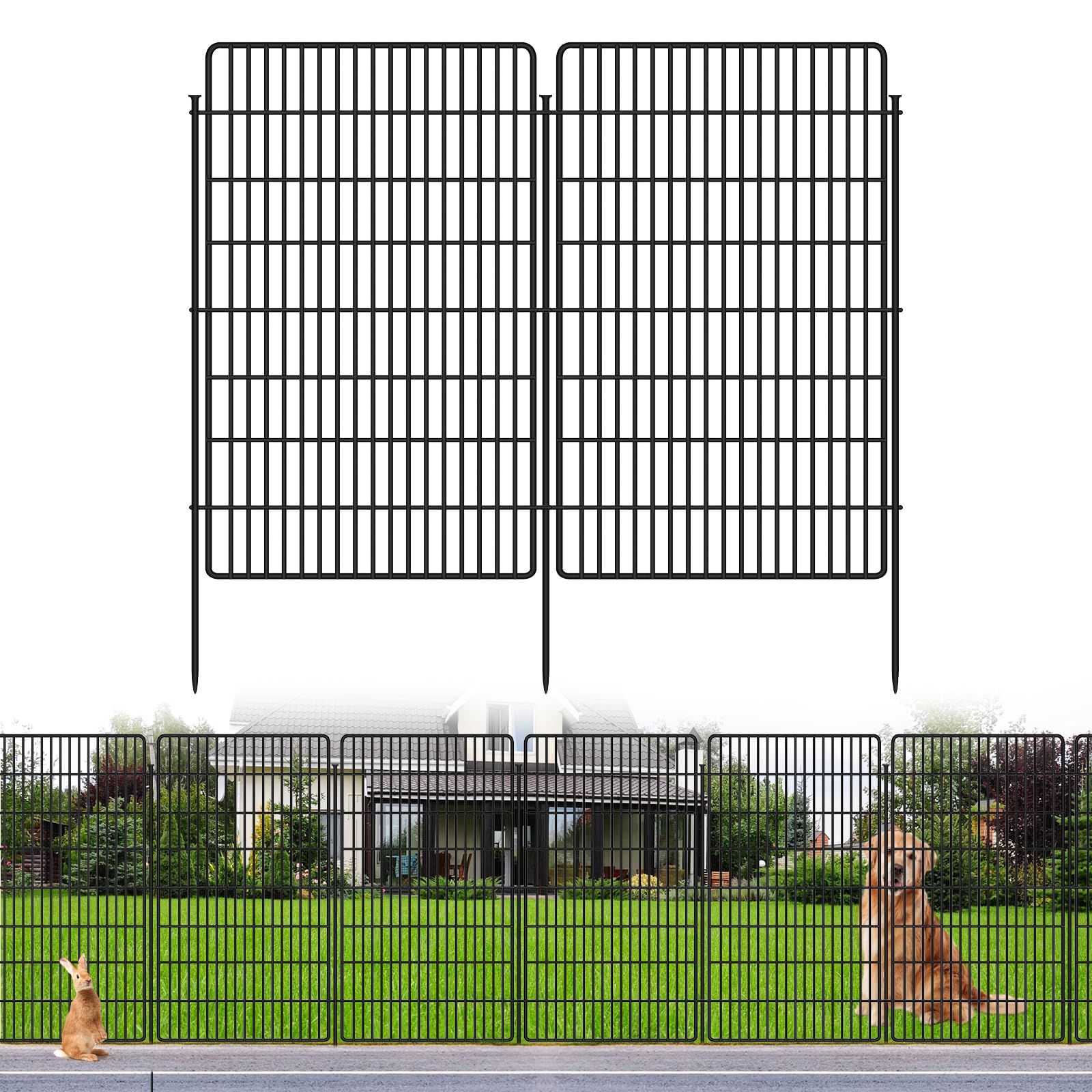 10 Panels Garden Fencing Animal Barrier, 48 in(H) X 24 Ft(L) Dog Fence