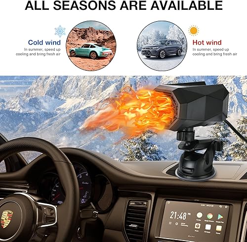 Miniatura 4 de Fametiy Nueva actualizaciónCalentador portátil para automóvil, ventilador de calentador automático, desempañador de parabrisas de automóvil,