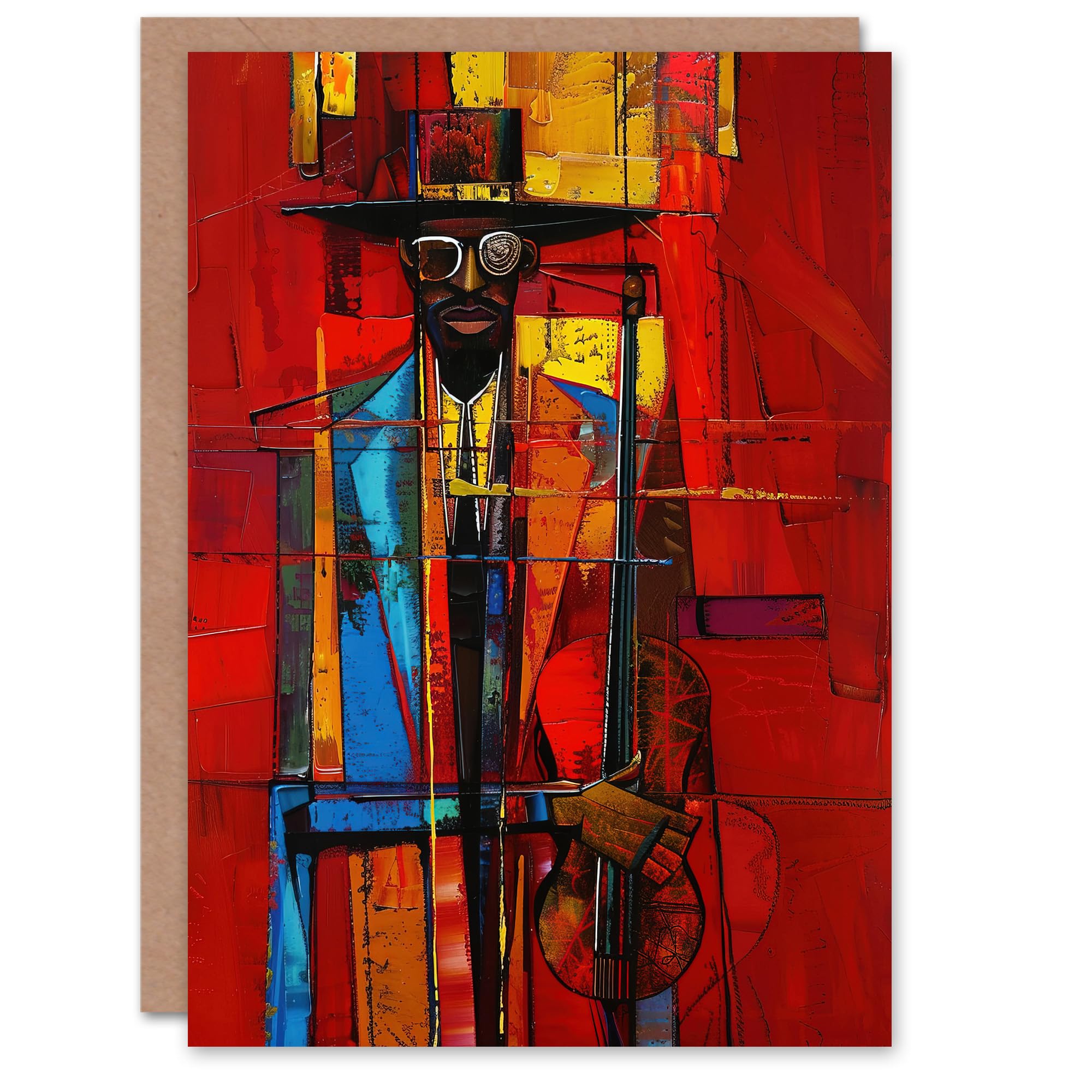 Artery8 Greeting Card New Orleans Jazz Music Fest Abstract Violinist Blank For Him Or Her Art Birthday Card