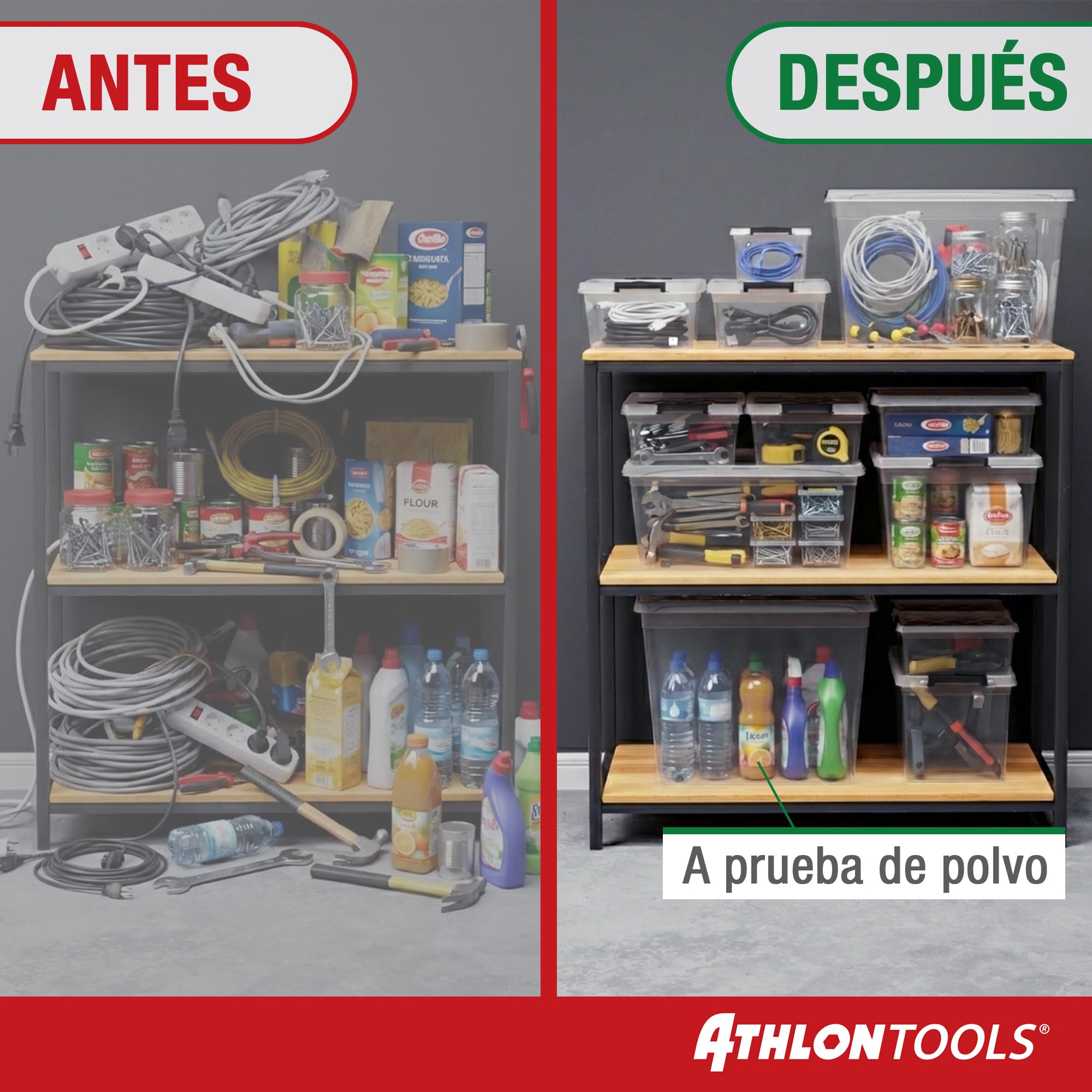 ATHLON TOOLS 4 cajas de almacenamiento de 12.5 L con tapa, aptas para alimentos, clips de cierre, caja de plástico 100% transparente, cajas de ropa apilables