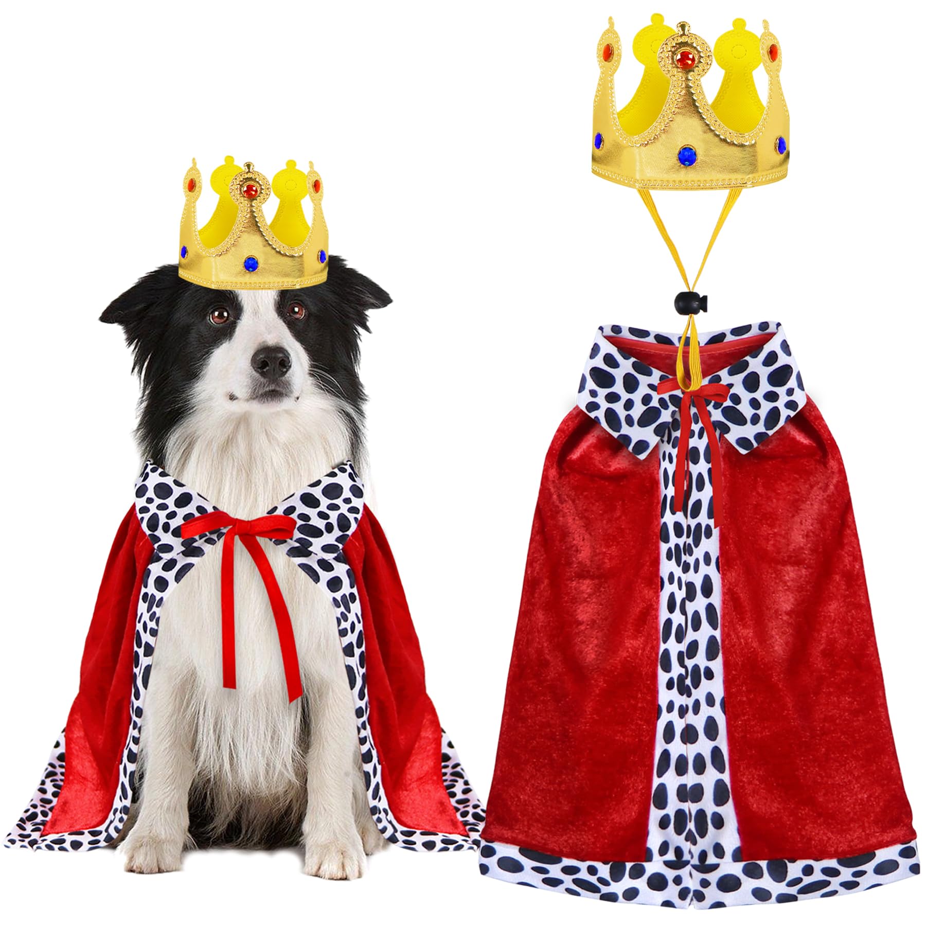 GOYOSWA Dog King Costume, Dog Halloween Costumes King Cloak and Crown Set Funny King Prince Costume for Small Medium Large Dogs (Medium)