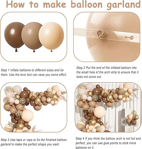 Miniatura 6 de Kit de arco de guirnalda de 150 globos marrones, diferentes tamaños, marrón, nude, bohemio, rubor, beige, dorado, neutro, para oso del bosque, baby