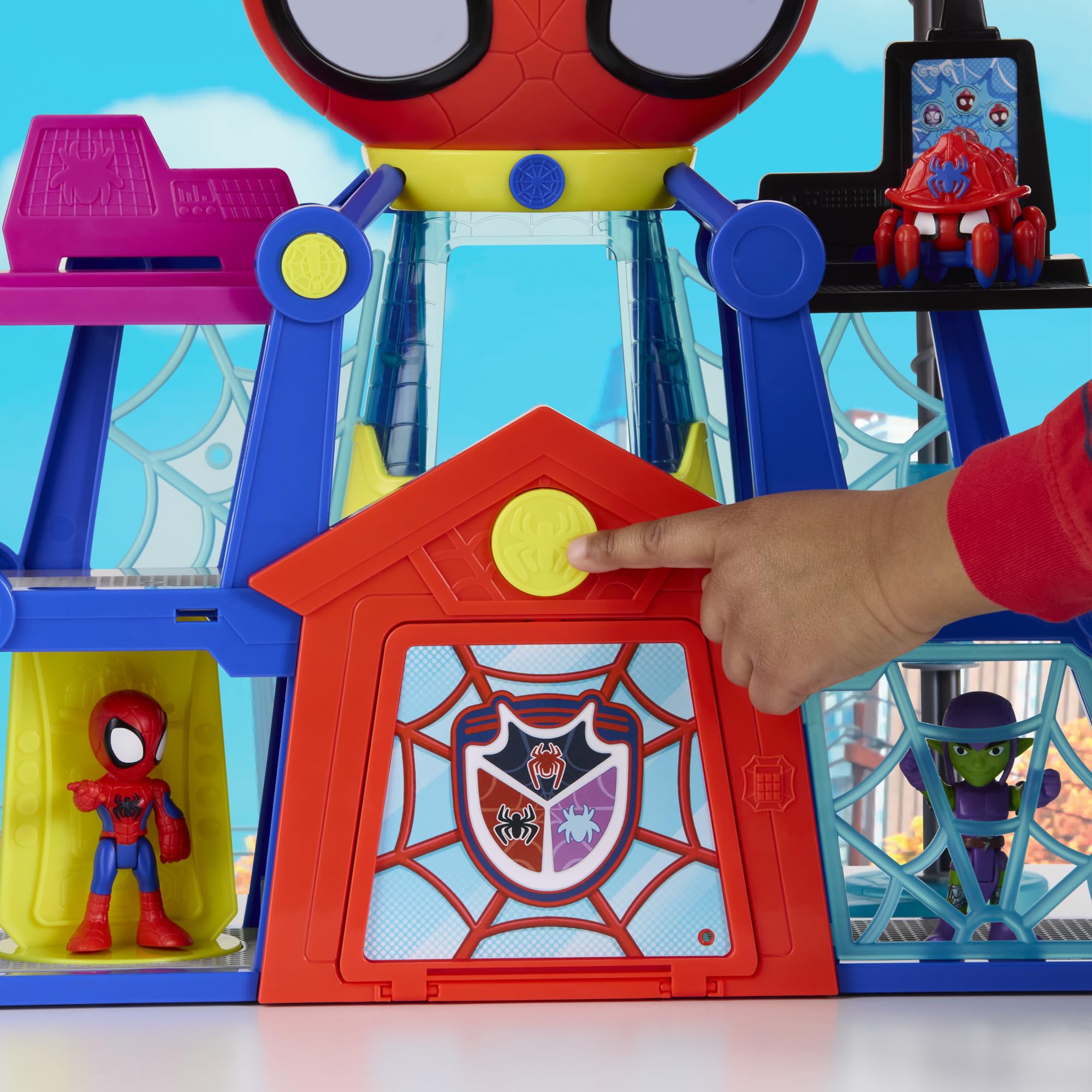 Marvel Spidey and His Amazing Friends, Rescue-Webs, Aracnocuartel, Set de Juego con Figuras de 7,6 cm y vehículo de Juguete, Juguetes de superhéroes para niños pequeños, Edad: A Partir de 3 años