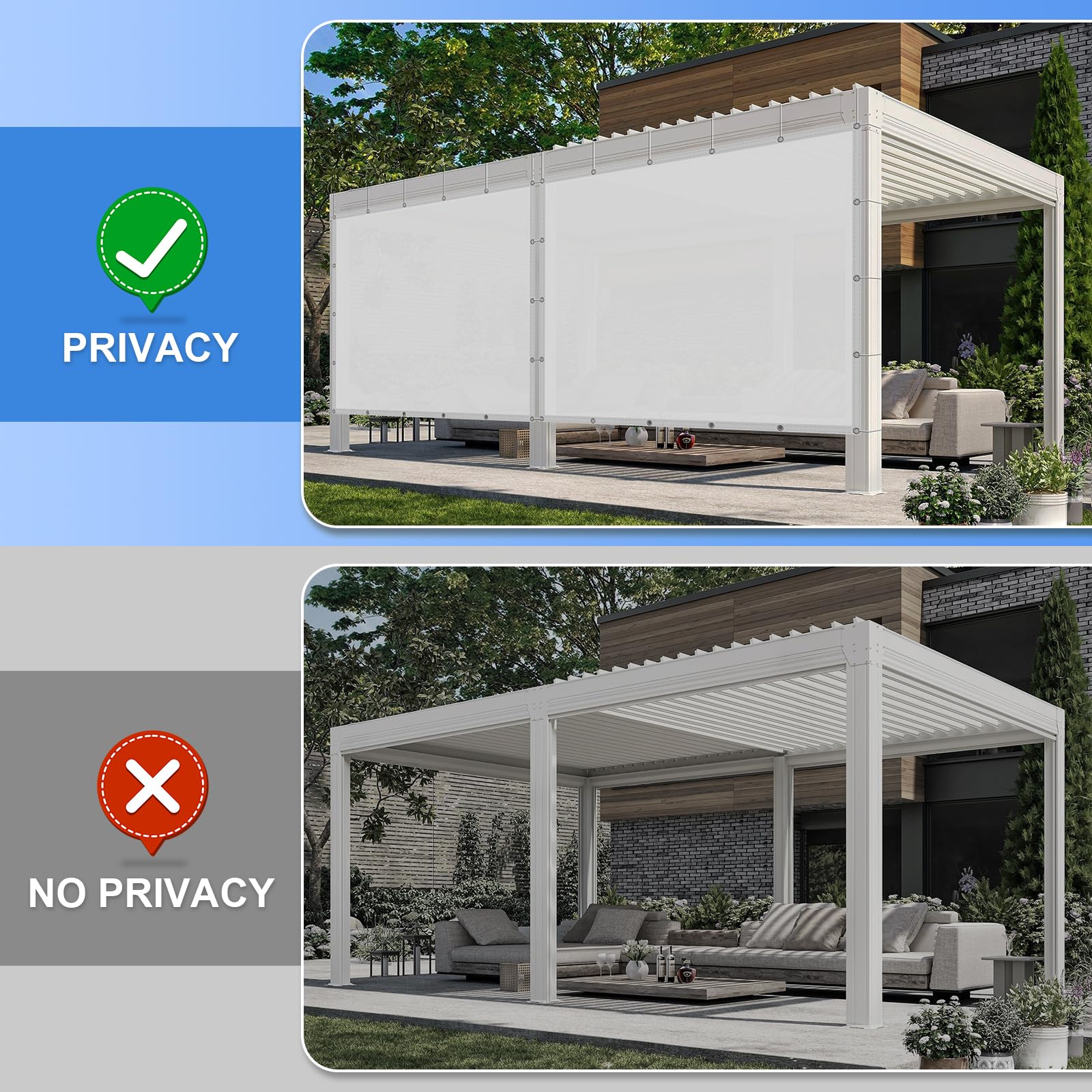 Sunnylaxx Tenda a Vela 2.5x3m-Bianco,Rettangolare Vela Ombreggiante,Sunnylaxx Con fori di fissaggio e cinghie,protezione solare per esterni,per giardino balcone,serra,piante,terrazzo, pollaio,