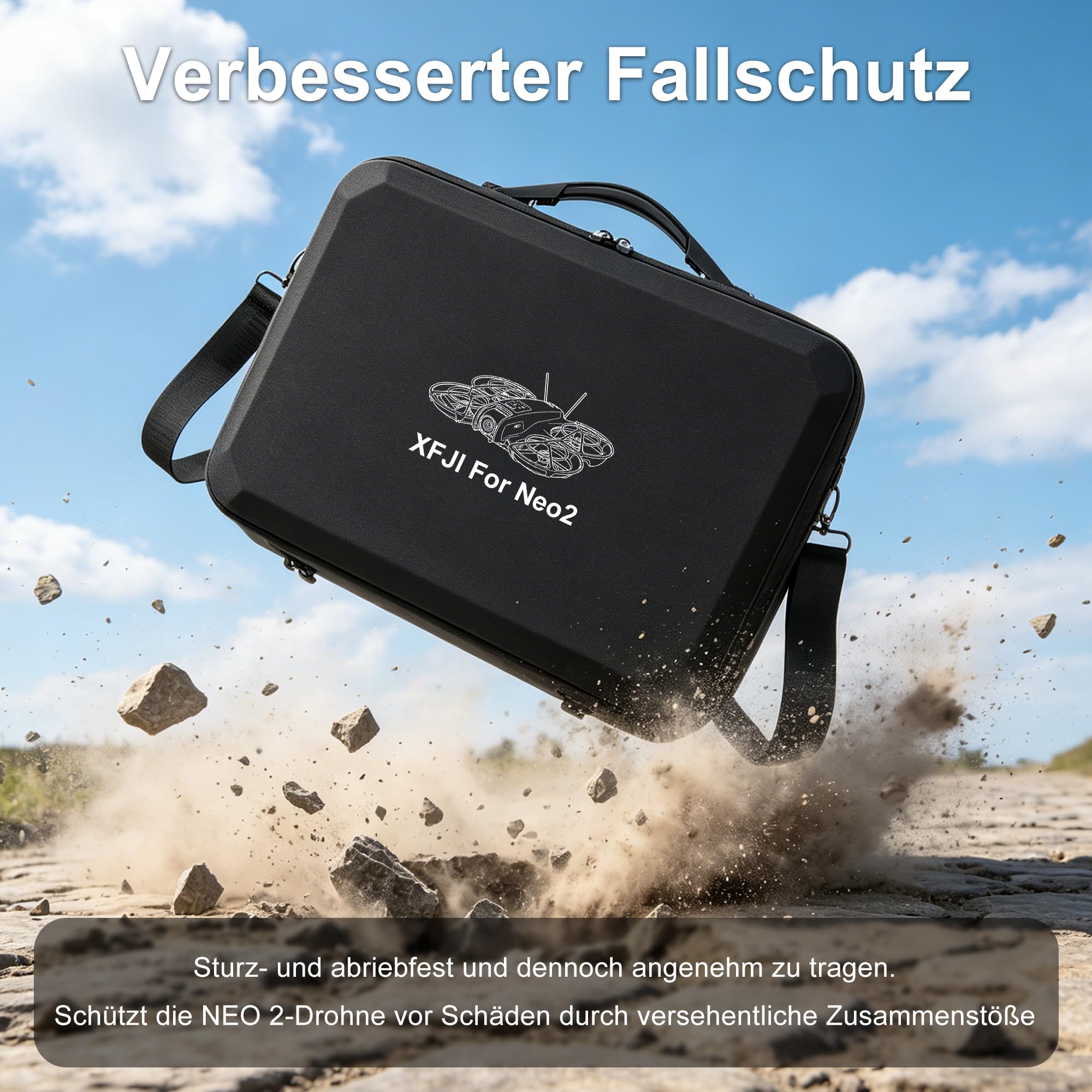 Drohnen Tasche Case für DJI NEO 2 Motion Combo, PU Leder Harte Tragetasche für DJI NEO 2, Wasserdicht, Tragbar, Schultertasche für Drohne Schwarz, RC 2 Fernbedienung, Akku und Zubehör