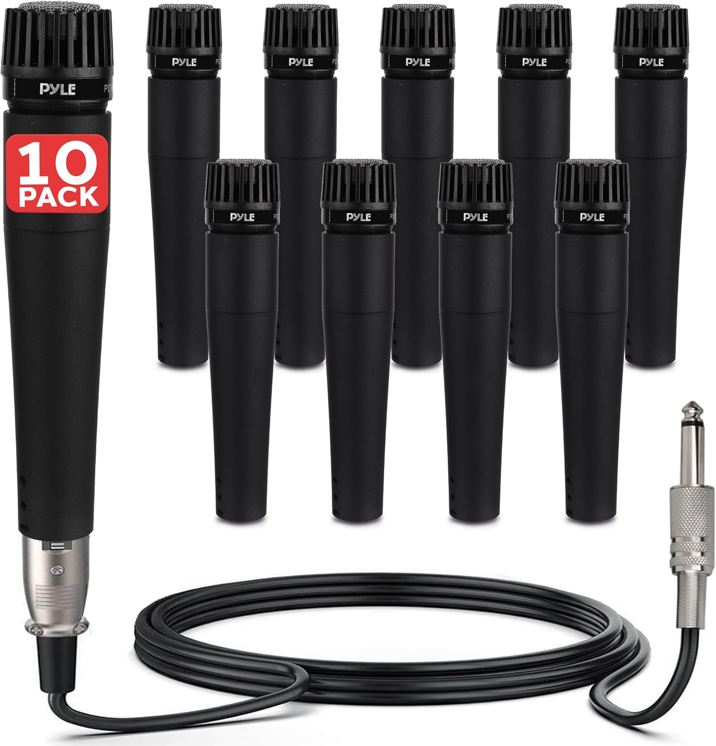 Pyle Professional Dynamic Microphone - 10-Unidirectional Handheld Moving Coil Mic with Built-in Pop Filter, 15 ft. XLR Audio Cable, Ideal for Stage, Karaoke & Studio Performances