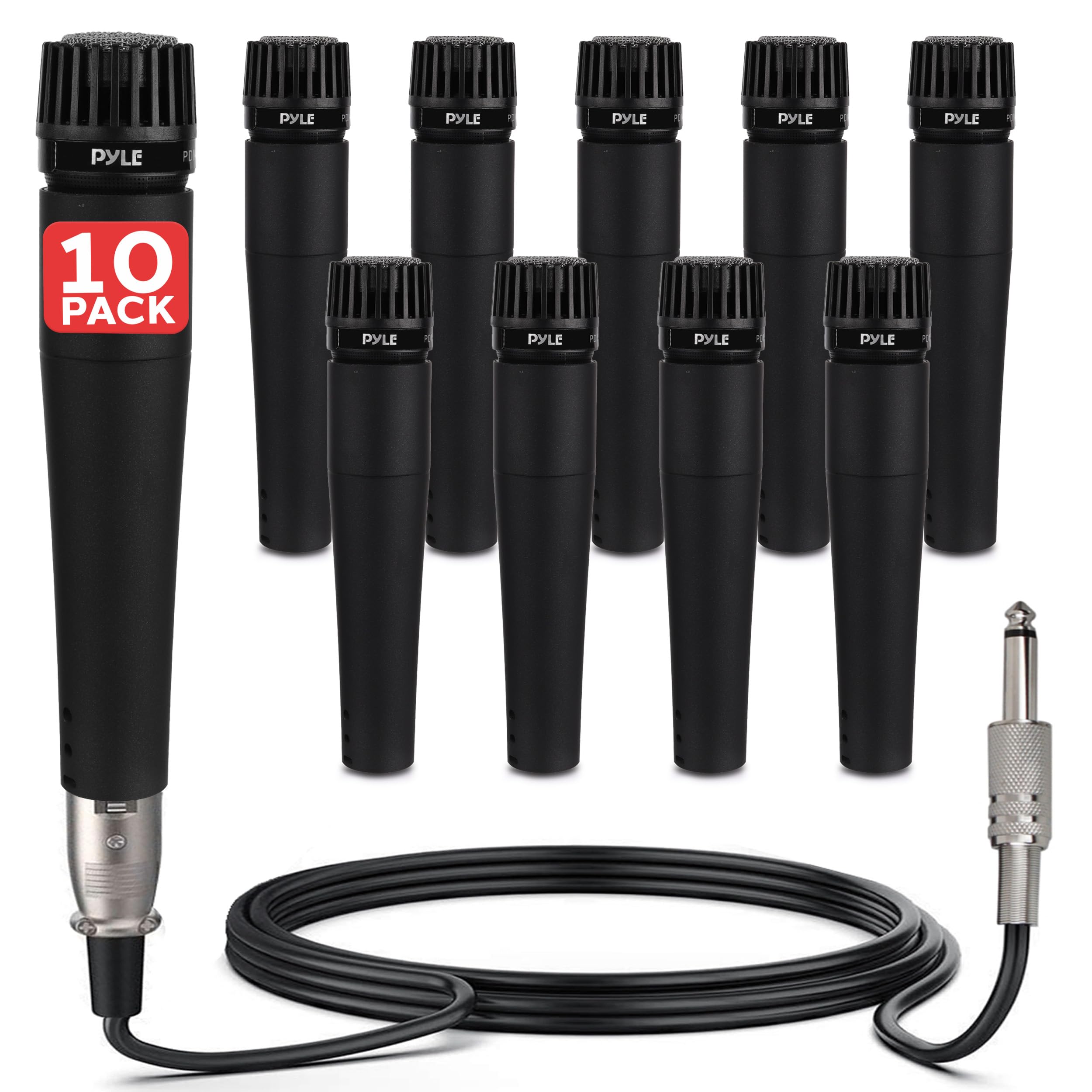 Pyle Professional Dynamic Microphone - 10-Unidirectional Handheld Moving Coil Mic with Built-in Pop Filter, 15 ft. XLR Audio Cable, Ideal for Stage, Karaoke &amp; Studio Performances