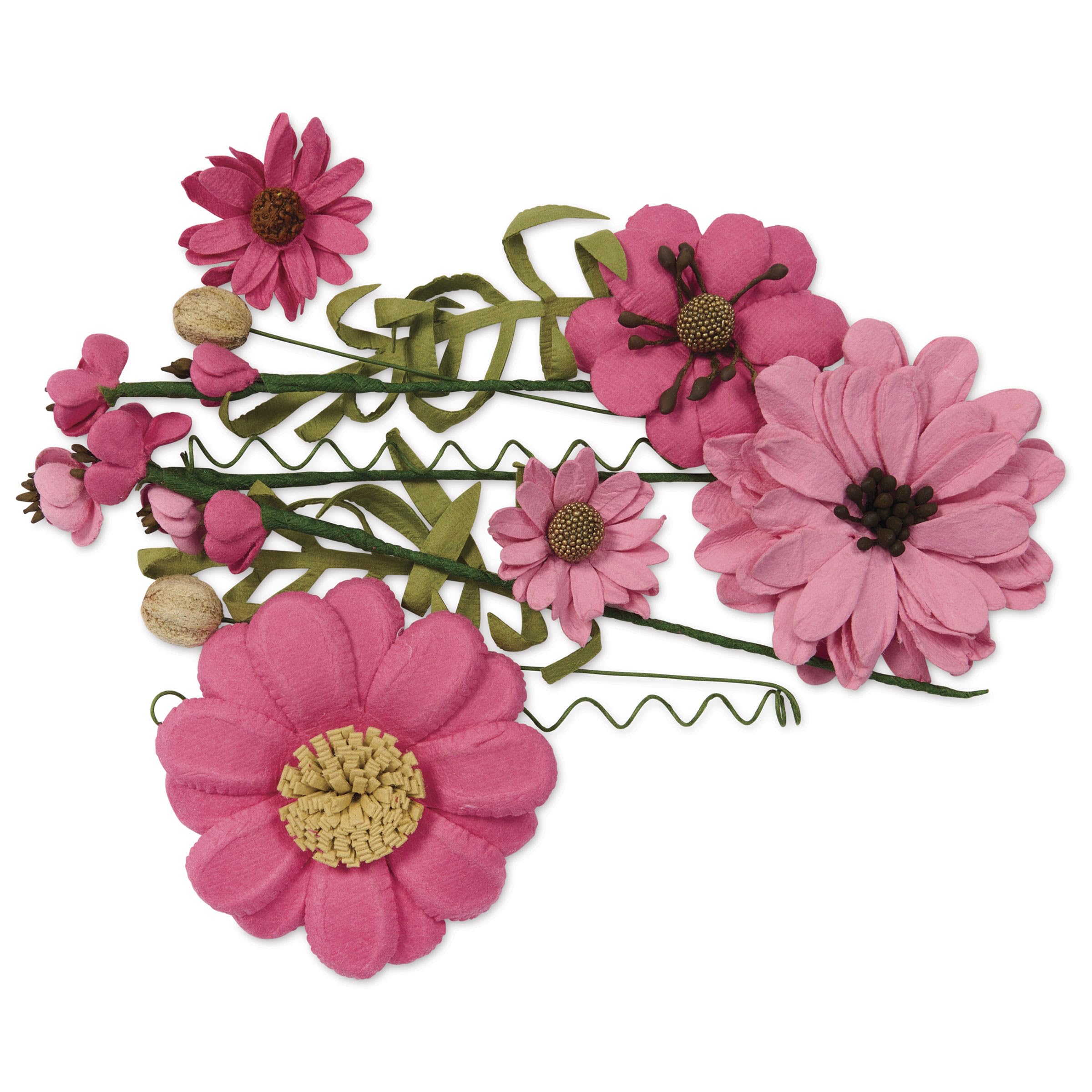Little Birdie Precious Pink Heleen Handmade Mulberry Paper Flowers 12Pcs