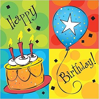 Creative Converting Cake Celebration Beverage Napkins, 16 Count