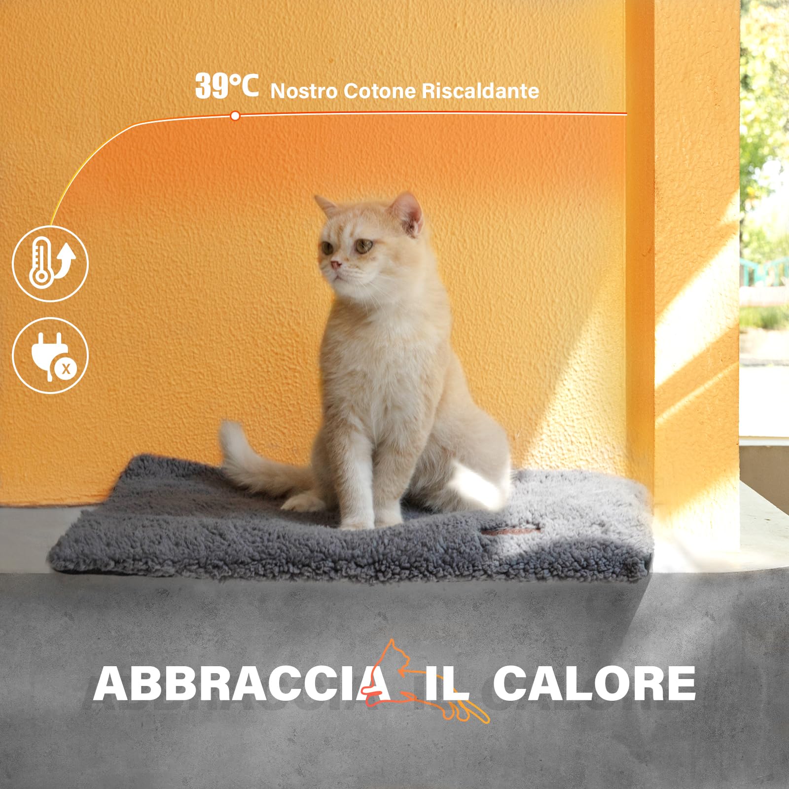 Mora Pets Tappetino riscaldante gatto Coperta autoriscaldante Cuscino per gatti e cani Tappeto riscaldante Senza elettricità e batterie Coperta termica Rimovibile e Lavabile 61 x 45 cm