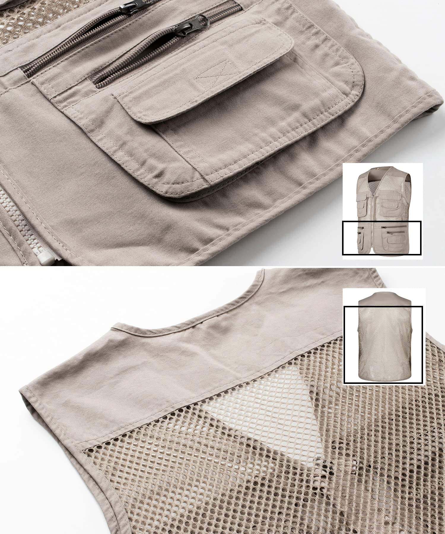 Hombre Chaleco de Pesca Verano Chaleco de Secado Rápido Multibolsillos Chaqueta Sin Mangas de Caza Transpirable Chaleco de Trabajo
