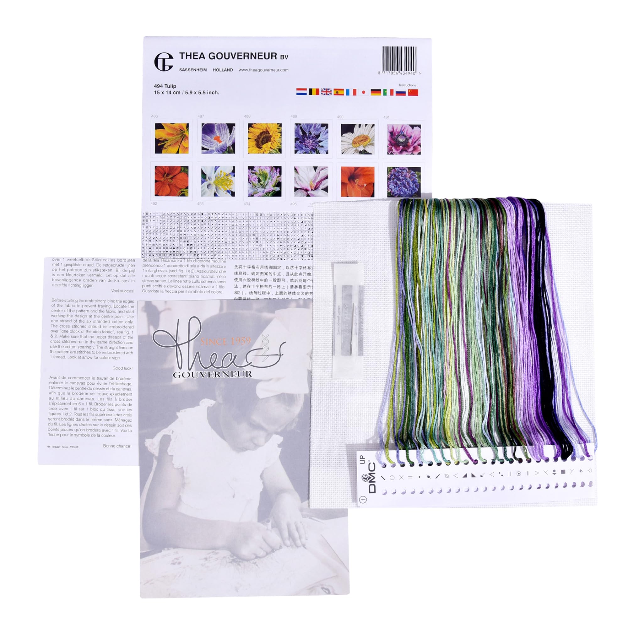 Thea Gouverneur - Kit Punto Croce Contato - Tulipano - Aida - 18 Conteggi - Per adulti - 494A