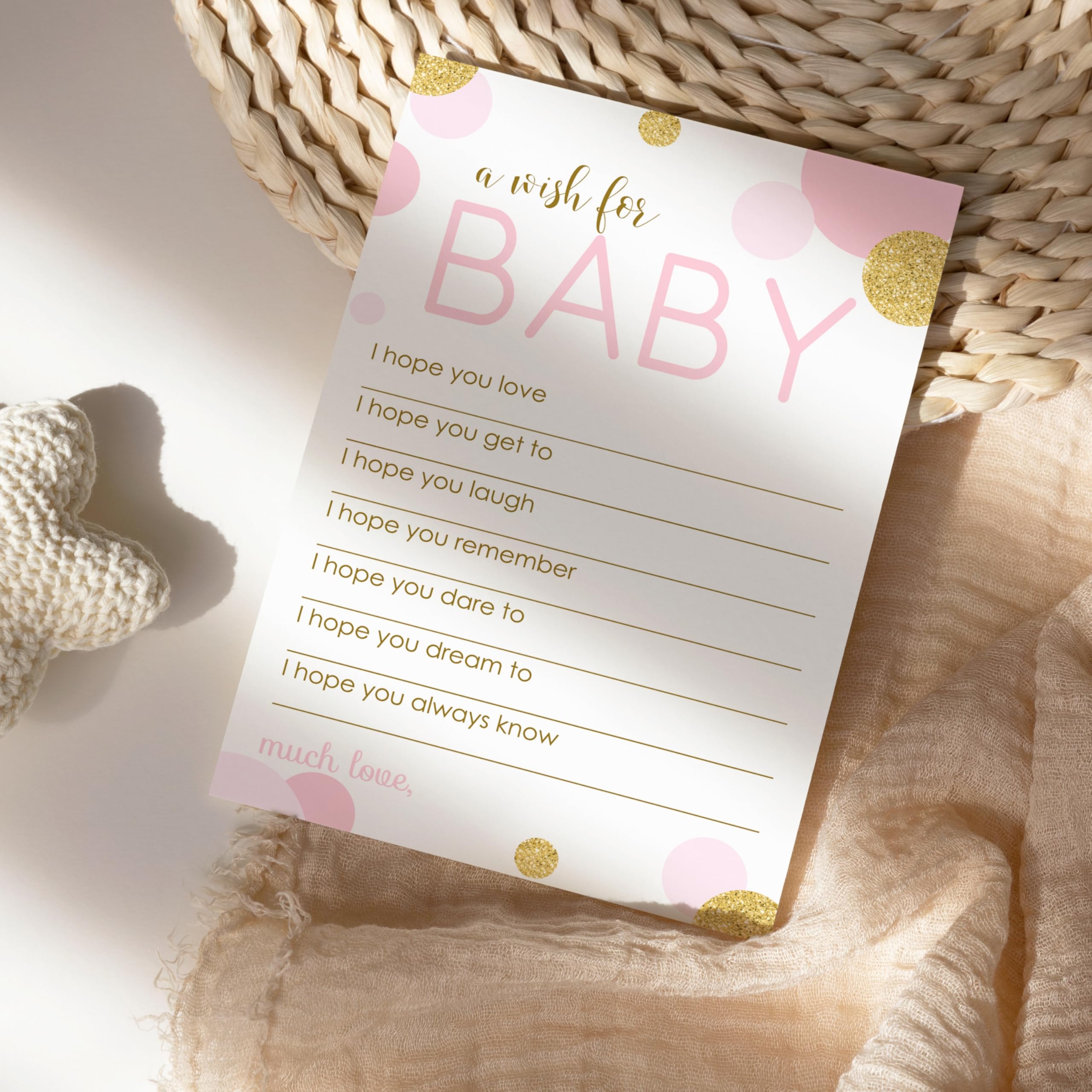Pink And Gold Wishes For Baby, 20 Pack - Cute Words Of Wisdom For Baby...