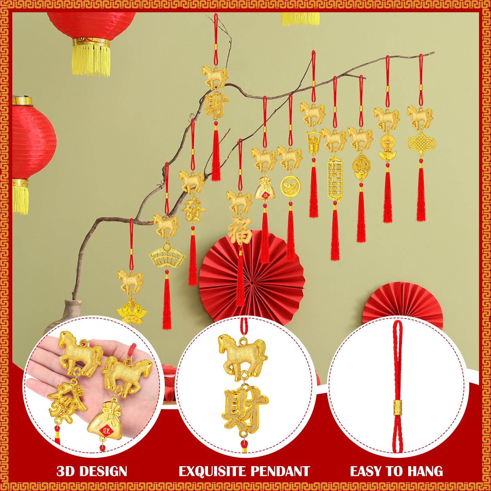 Ornement Murale Nouvel An Chinois 2026 - Année Du Cheval - Décoration Porte-Bonheur - Cadeau - Neuf Avec Étiquettes