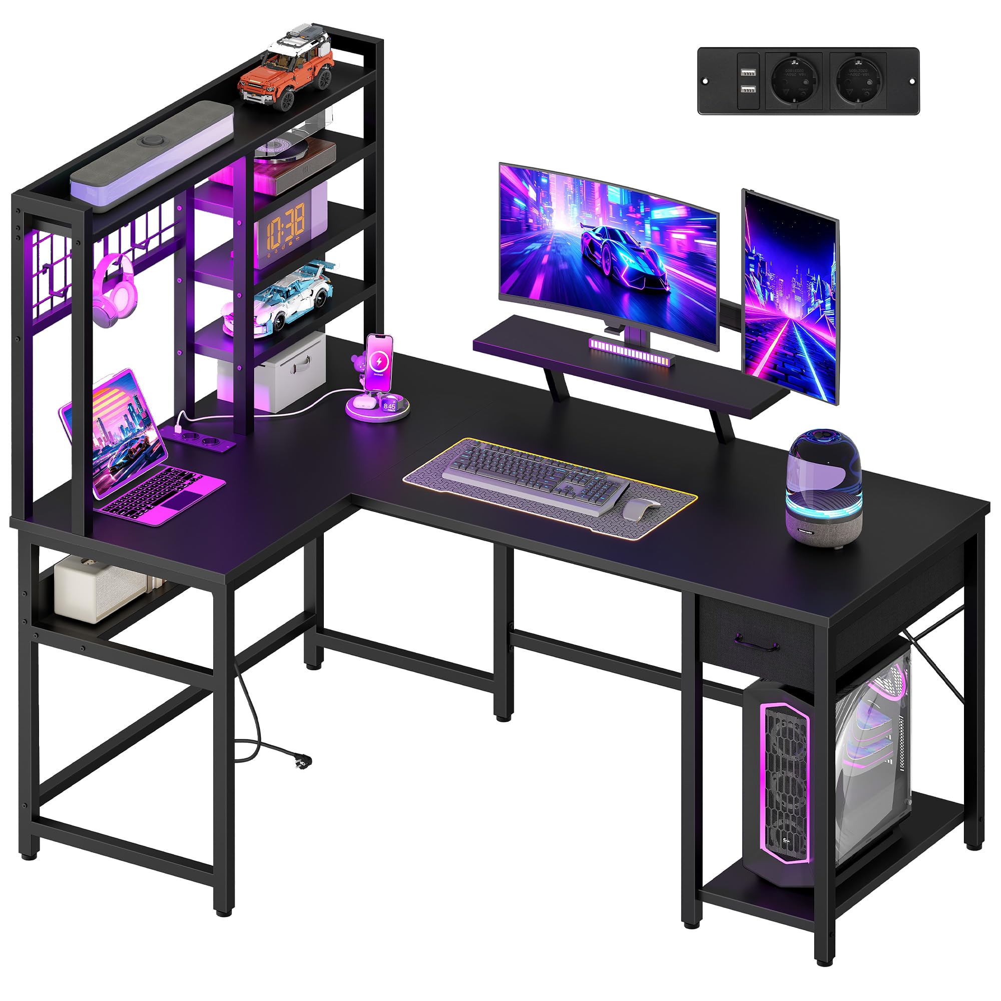 Hzuaneri Bureau Gaming L RGB 156x90cm Noir