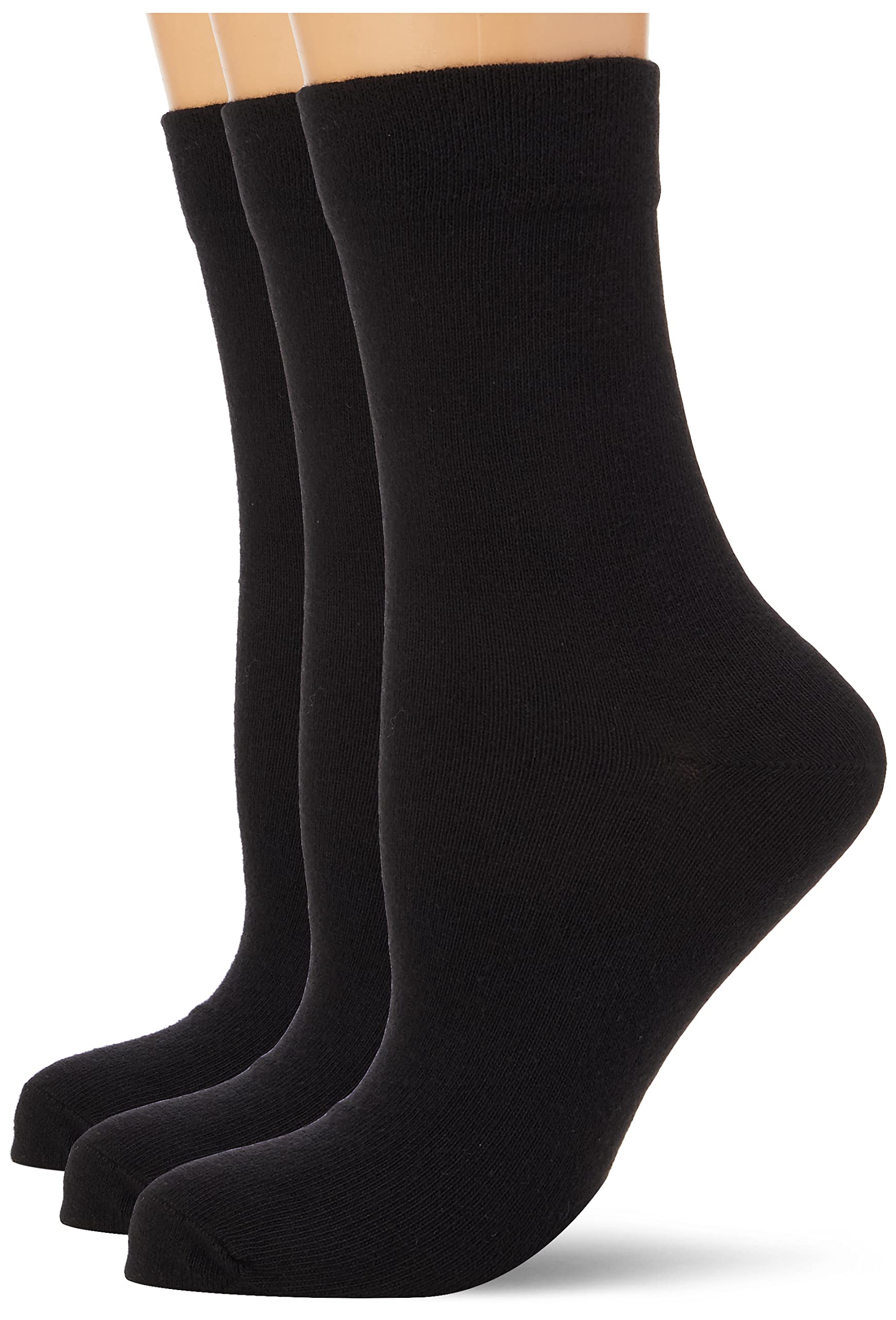 Nur Die Women's 487805/Damen Ohne Gummi Socken 3er Calf Socks, Black (schwarz 940), 6 - 9