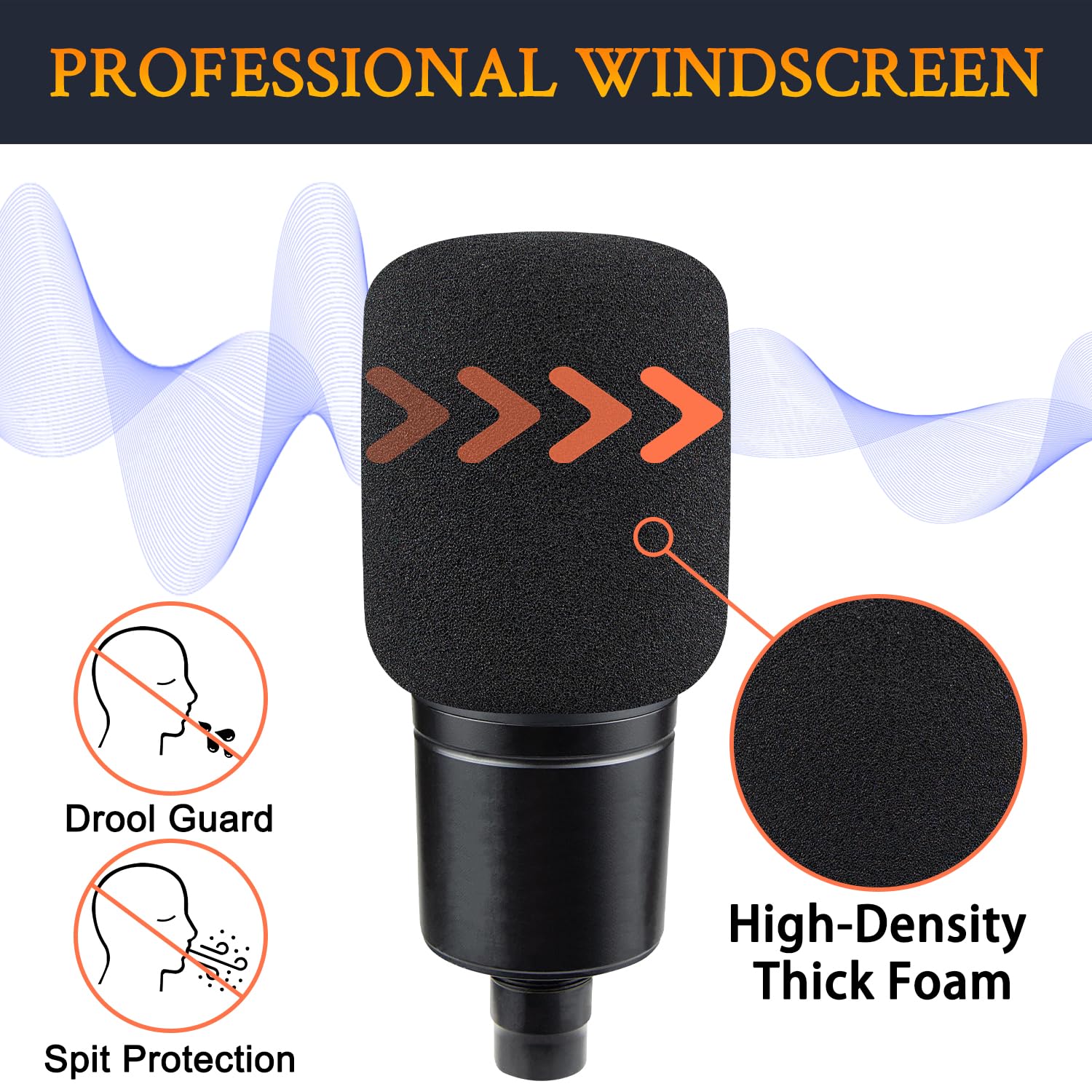 SOULWIT 2 Stück Mikrofon Pop Filter für Audio-Technica ATH AT2020/AT2050/AT4040 Cardioid Condenser Kopfhörer, Schutz Mikrofon Schaum Abdecken Windschutz