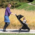 HONEY JOY Lightweight Baby Stroller, Compact Travel Stroller for Airplane, Fits Airplane Cabin & Overhead, One-Hand Gravity Fold, Self-Standing Toddler Stroller w/Adjustable Backrest/Canopy (Black)