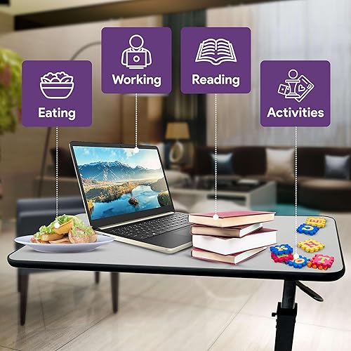 Miniatura 5 de ProHeal Mesa médica sobre cama con ruedas y altura ajustable, mesa de cama enrollable gris para uso doméstico y hospitalario