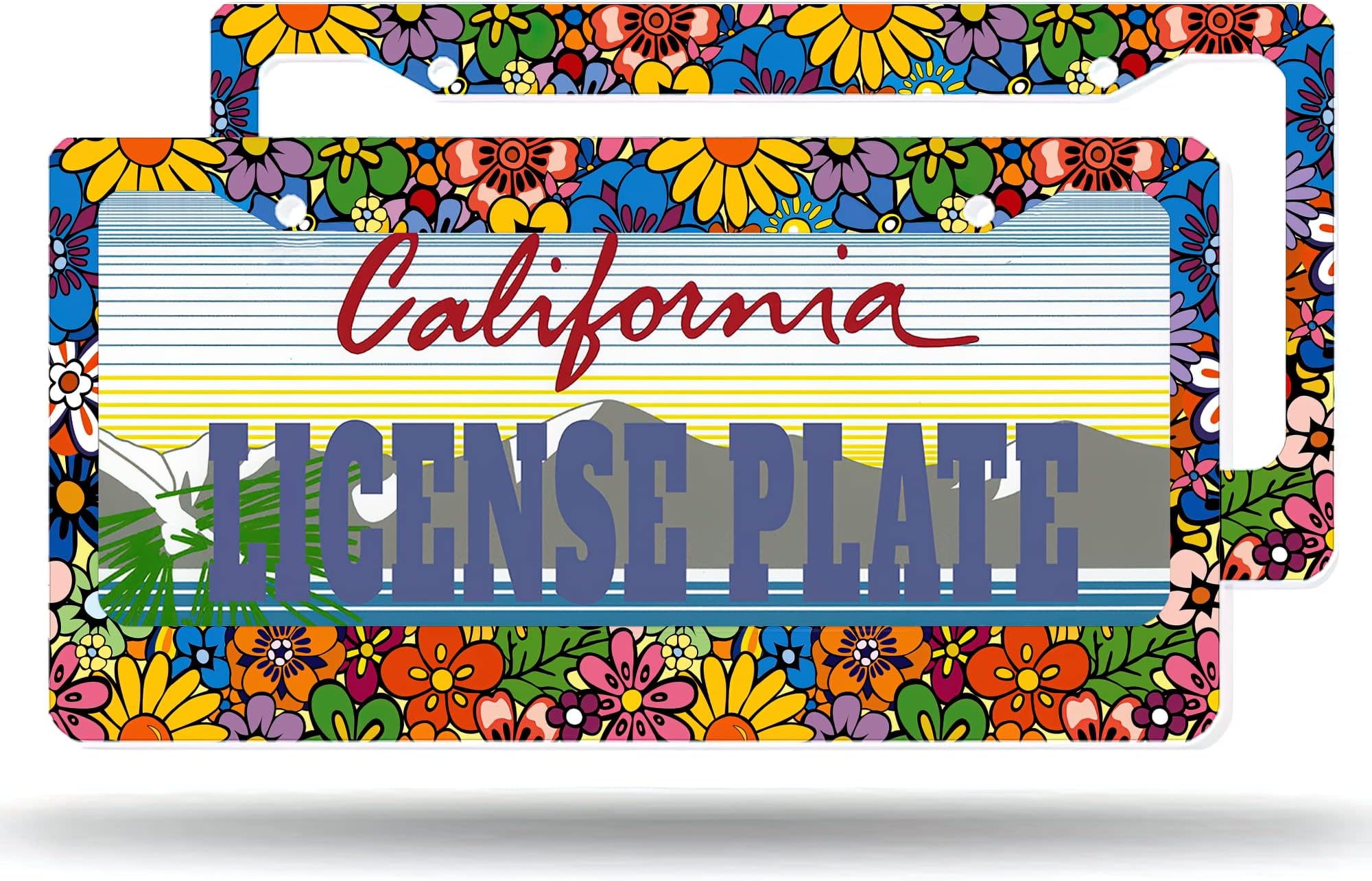 License Plate Frame Abstract Hippie Flowers License Plate