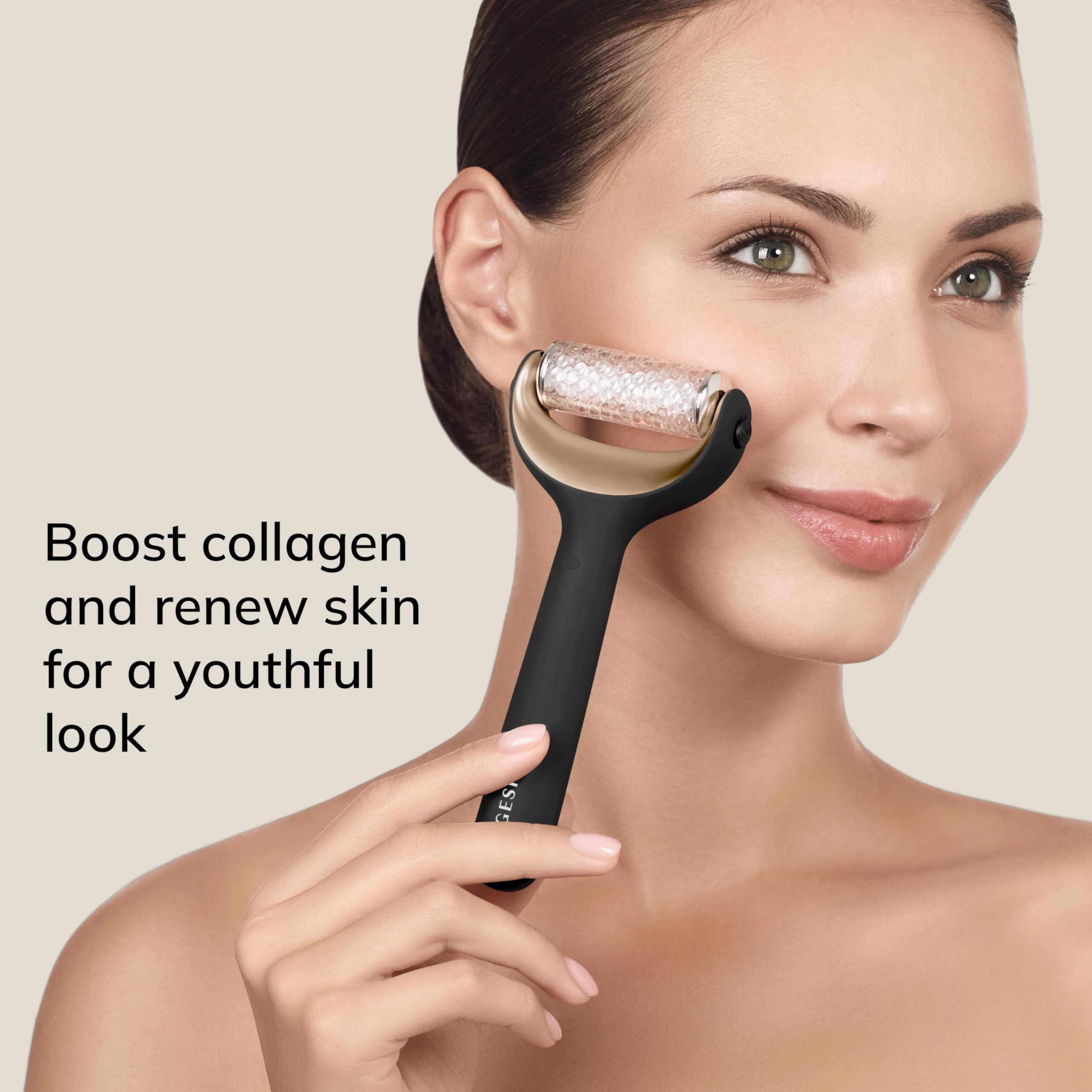 GESKE | SmartAppGuided™ MicroNeedle Face & Body Roller | 8 in 1 | Derma Roller | Elektrisches Microneedling | Nadelroller | Needleroller | Beauty Roller für Gesicht und Körper | kühlender Aufsatz