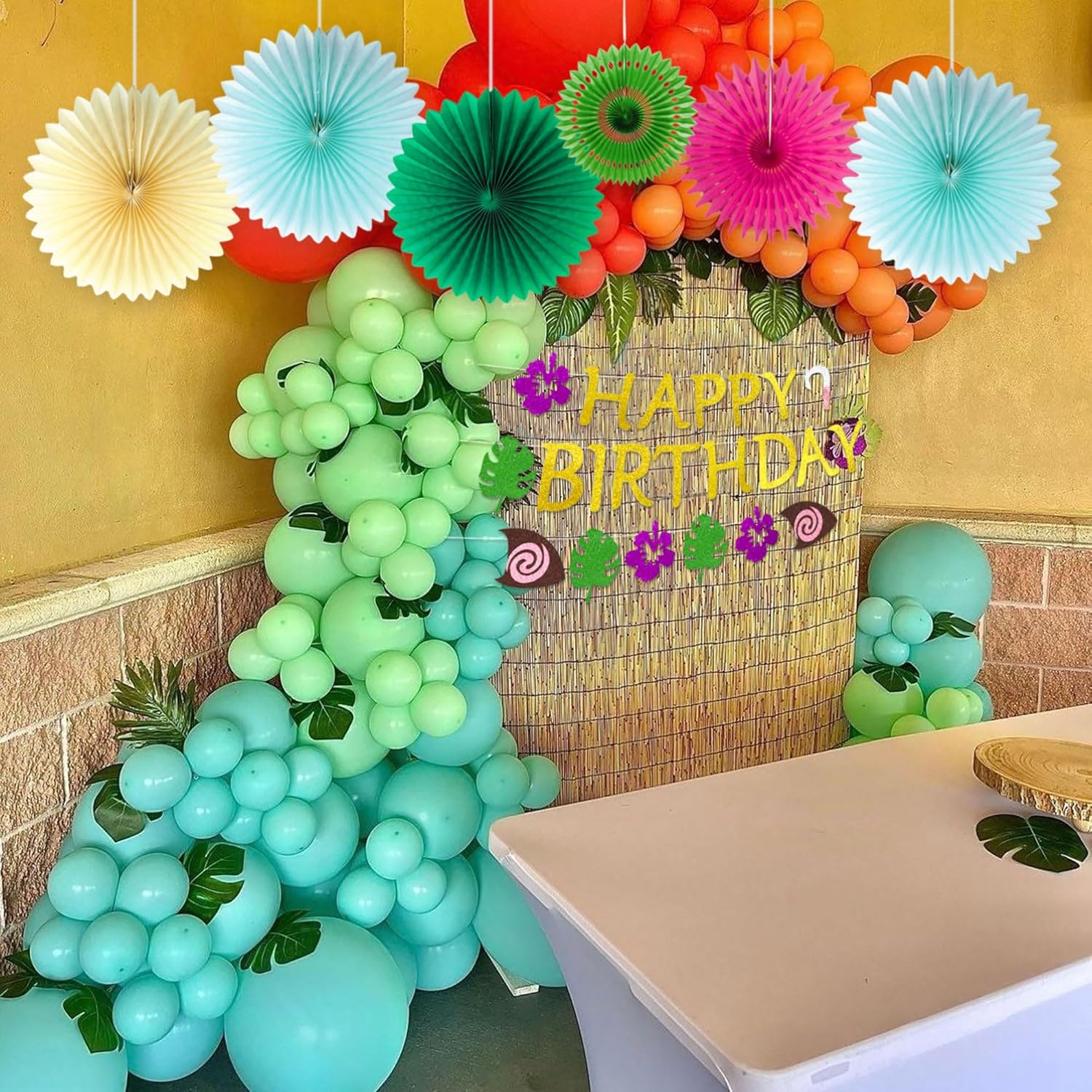 JeVenis Glittery Moana Birthday Banner Moana Birthday Party Decoration for Tropical Luau Summer Party