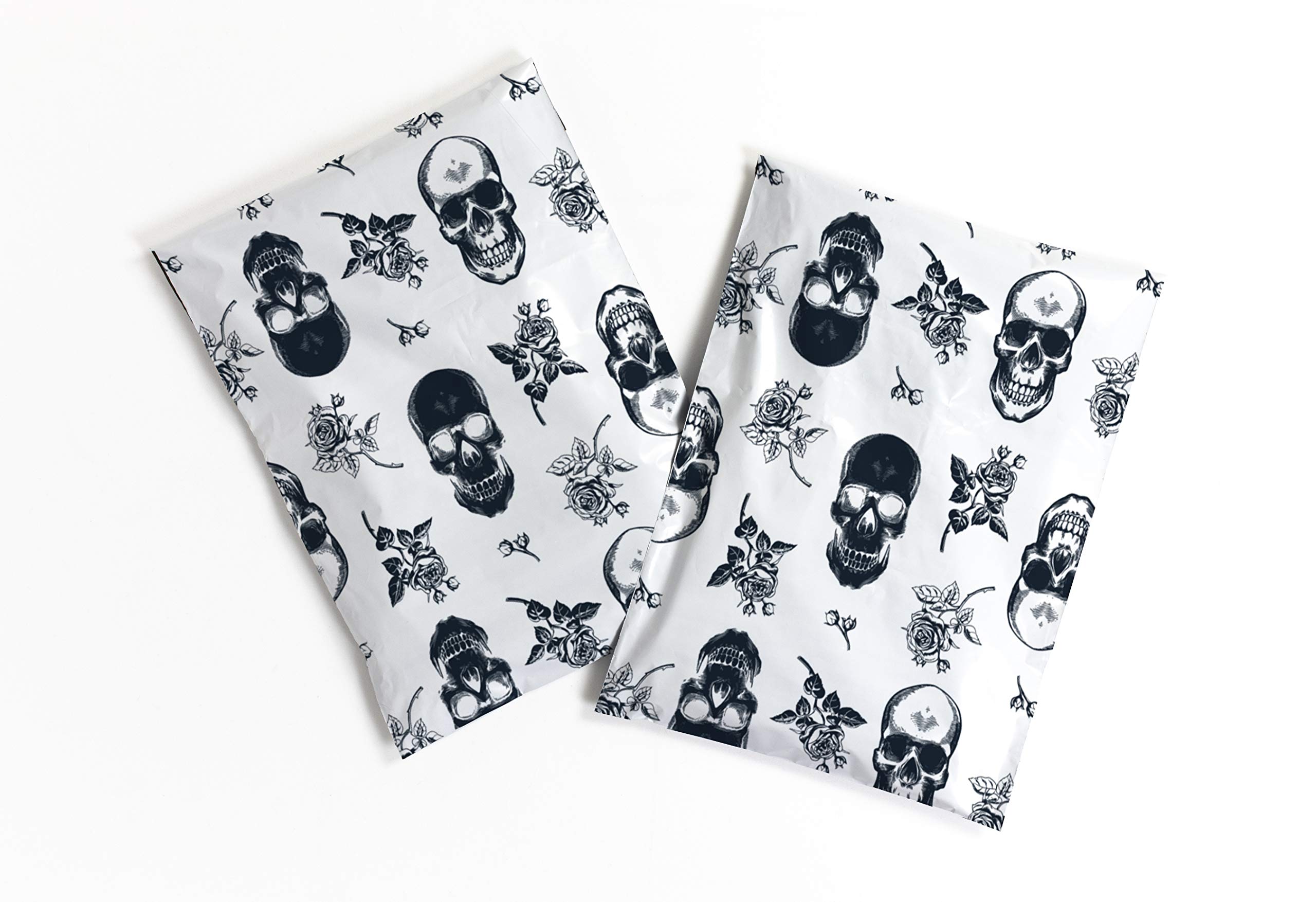 10x13 Poly Mailers – Skull Rose – Waterproof, Tear-Resistant Shipping Bags with Adhesive Seal – 100 Pack – Package Mint