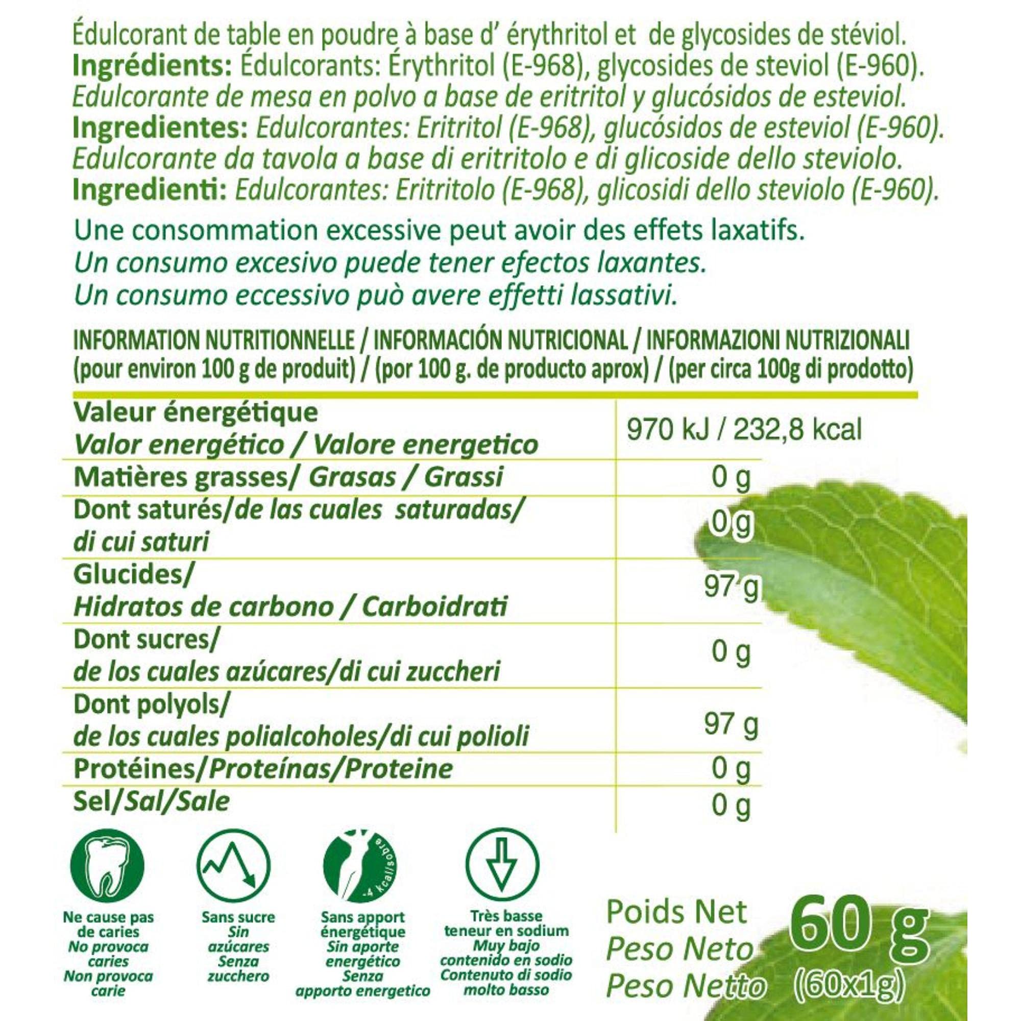 Ship - Caja Dispensadora con 60 Sobres de 60 g de Edulcorante de Estevia - Endulza tus Bebidas y Comidas de Manera Saludable - Fácil de Usar - Estevia Pura
