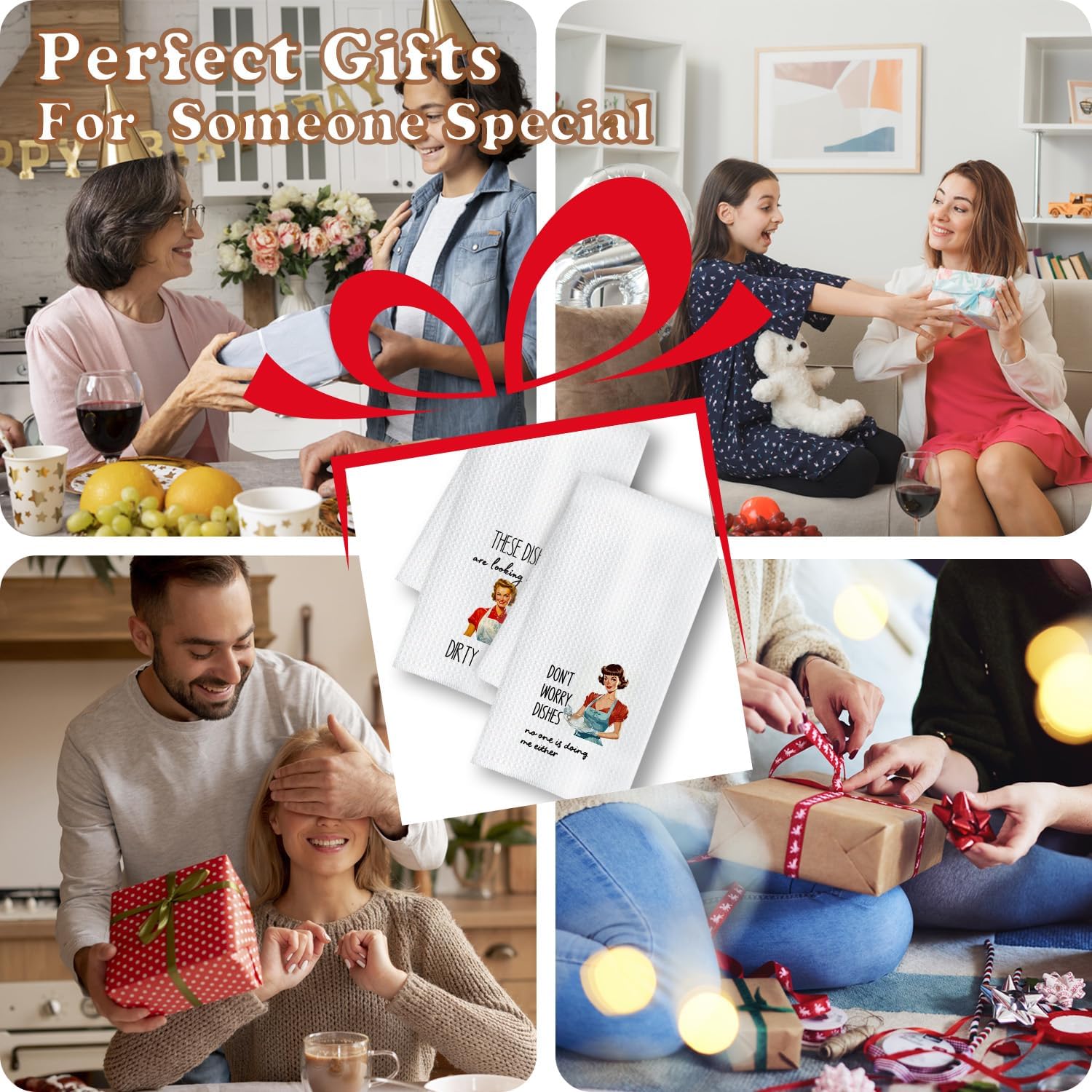 Chicimln Retro Housewife Funny Kitchen Towels for Women, Sarcastic Gifts for Women Decorative Hand Towels, Humorous Funny Dish Tea Towel Drying Cloth for Kitchen Decor, 16x24 Inch Set of 2 - Image 4