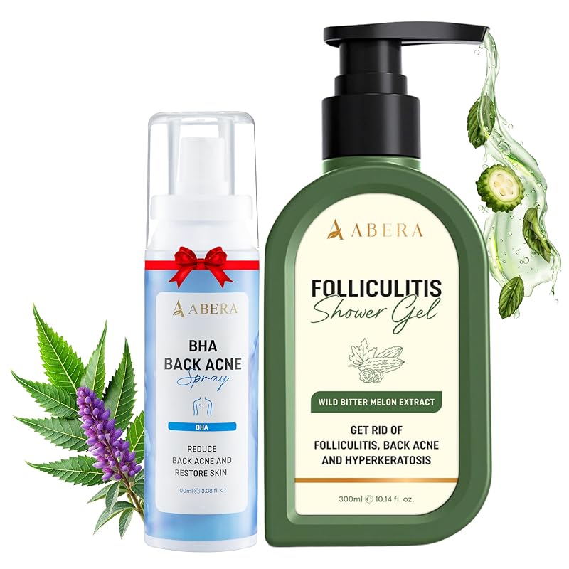 Sabonete líquido corporal ABERA com extrato de melão-amargo e ácido salicílico (BHA), 1 caixa com spray corporal de presente