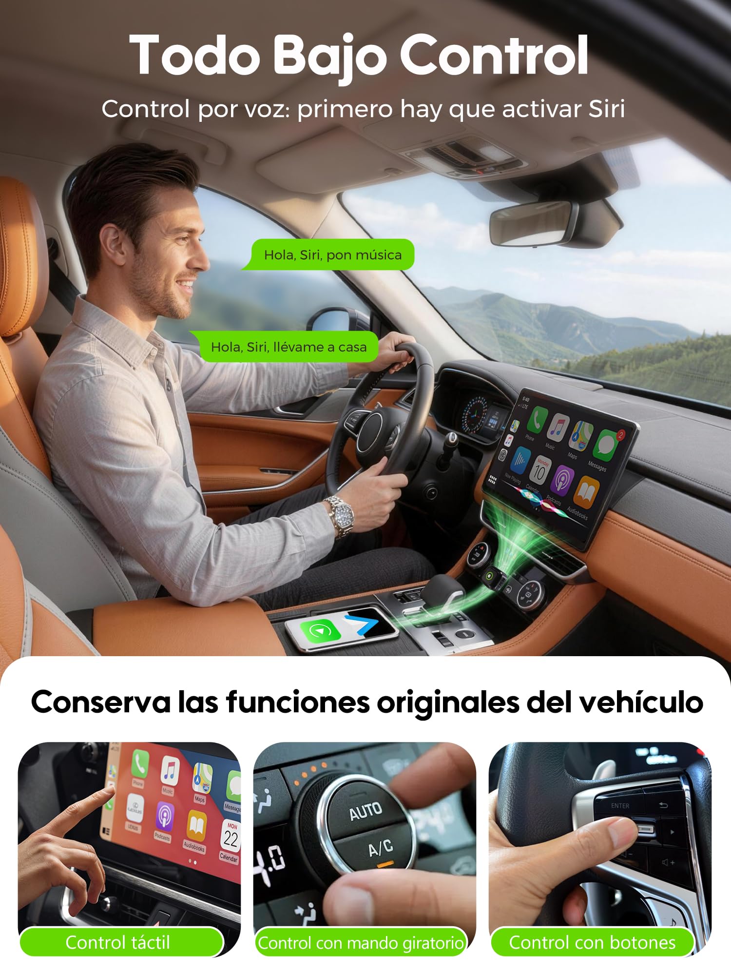 Adaptador CarPlay Inalámbrico Android Auto: Adaptador Inalámbrico 2 en 1 para CarPlay y Android Auto con USB/Tipo-C Plug & Play Convierte Cableado a Inalámbrico Compatible con iOS 10+ y Android 11+