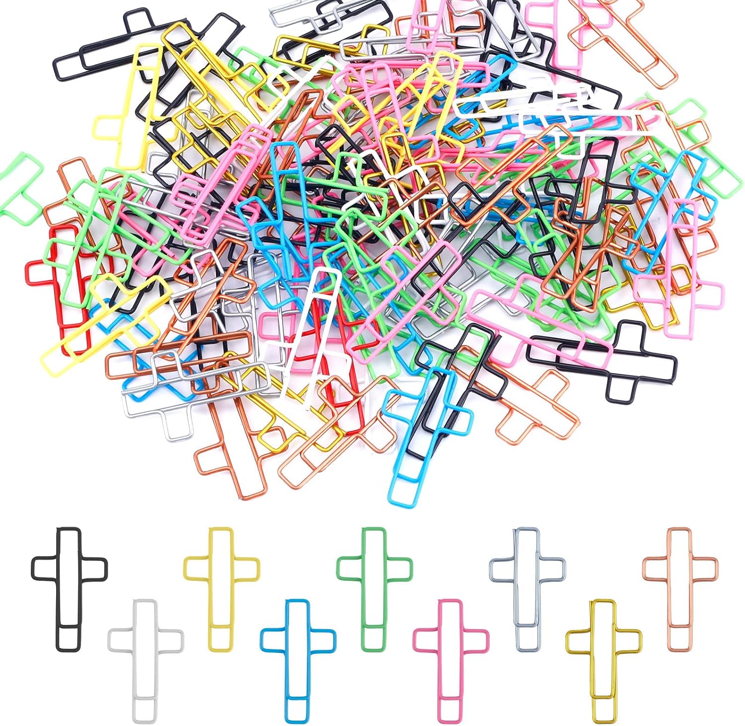 200pcs Ross Paper Clips, Multicolored Christian Decorative Paper Clips Bible Journal Clamps Gifts Bible Study Stuff Accessories Supplies for Office School Home