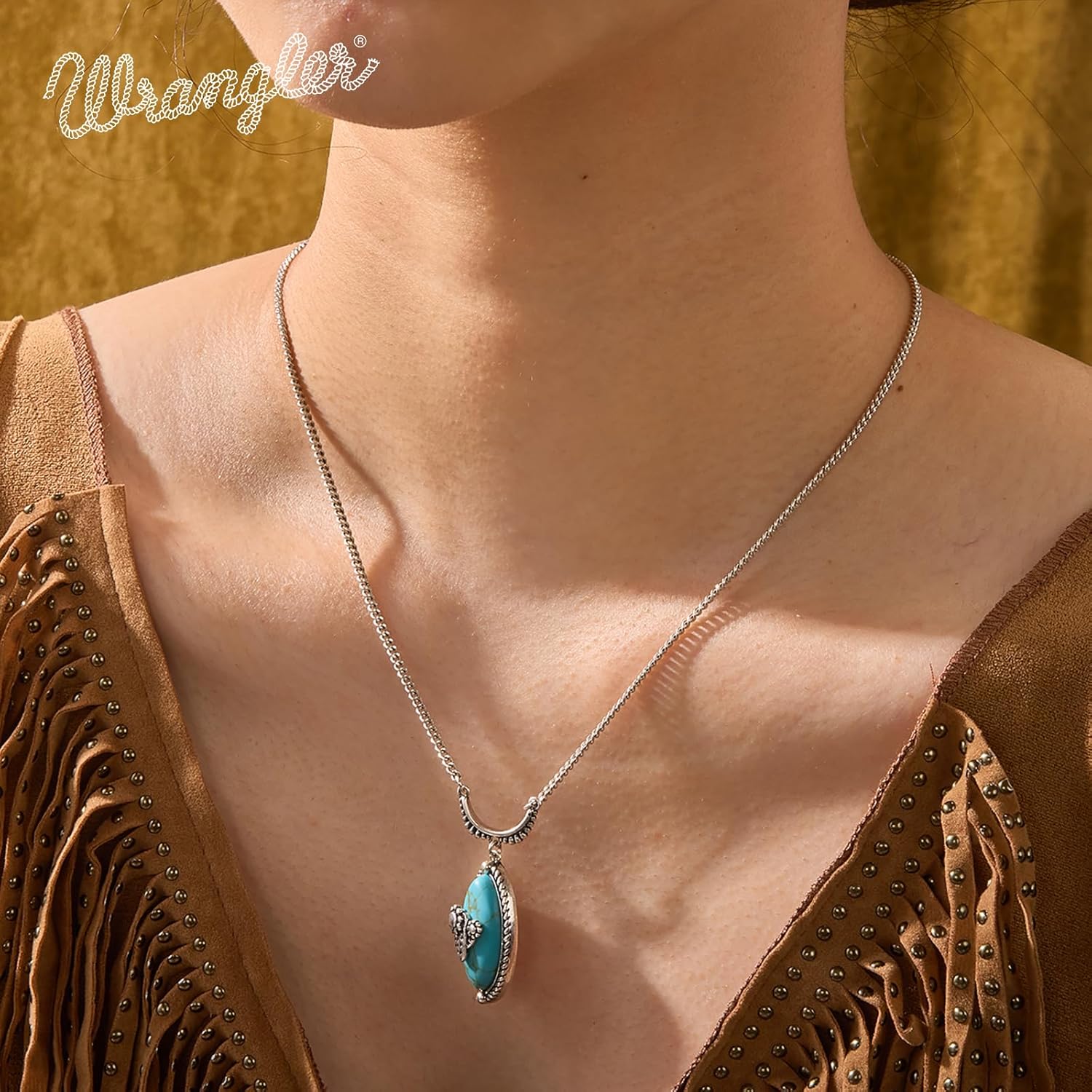 Montana West Wrangler Western Turquoise Jewelry Set for Women Silver Plated Cactus Stone Country Cowgirl Cowboy Necklace Earrings Jewelry