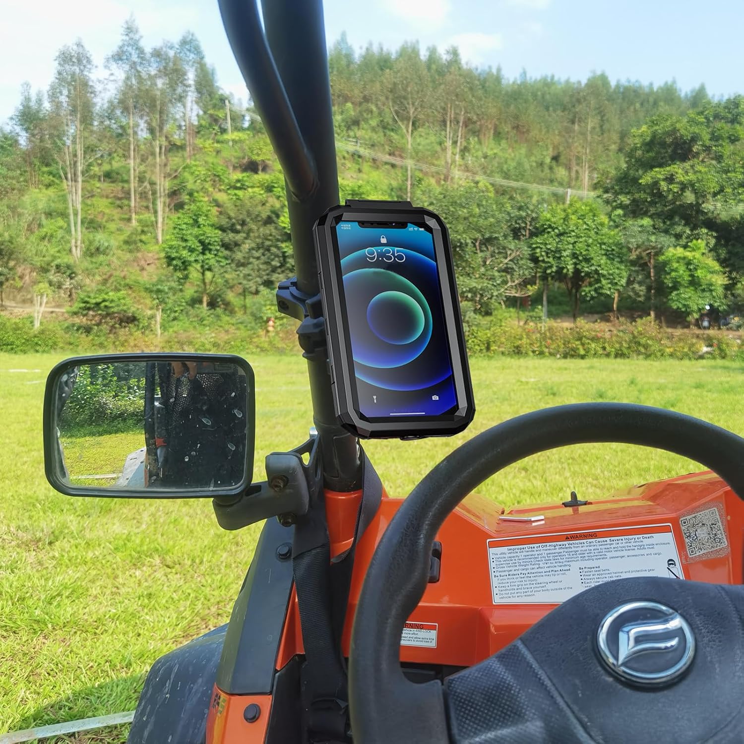 Hamdril UTV Phone Mount with Waterproof Protector, 360 Degree Adjustable Holder, Compatible with 1.5-2inch Roll Bar， SXS/Polaris RZR 900 1000 XP/Can-am for 4.0"-6.3" Cell Phone