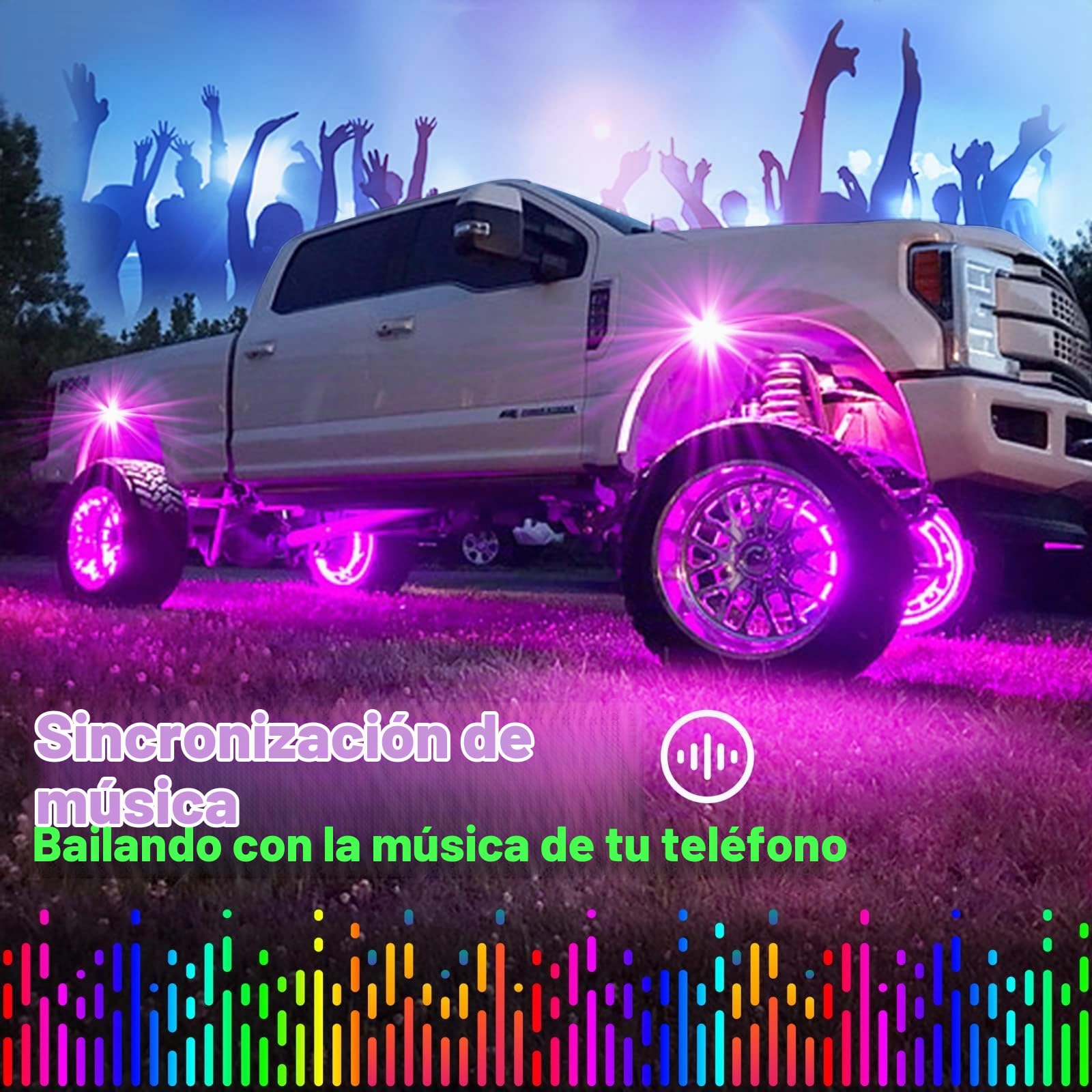 YiLaie 8 Pcs Luces Subterráneas para Coche, RGB LED Rock Lights App/Remote | Luces del chasis del Coche con Modo de música, 16M colores, Impermeable Underglow Light für ATV, RZR, UTV, SUV, Moto, 12V
