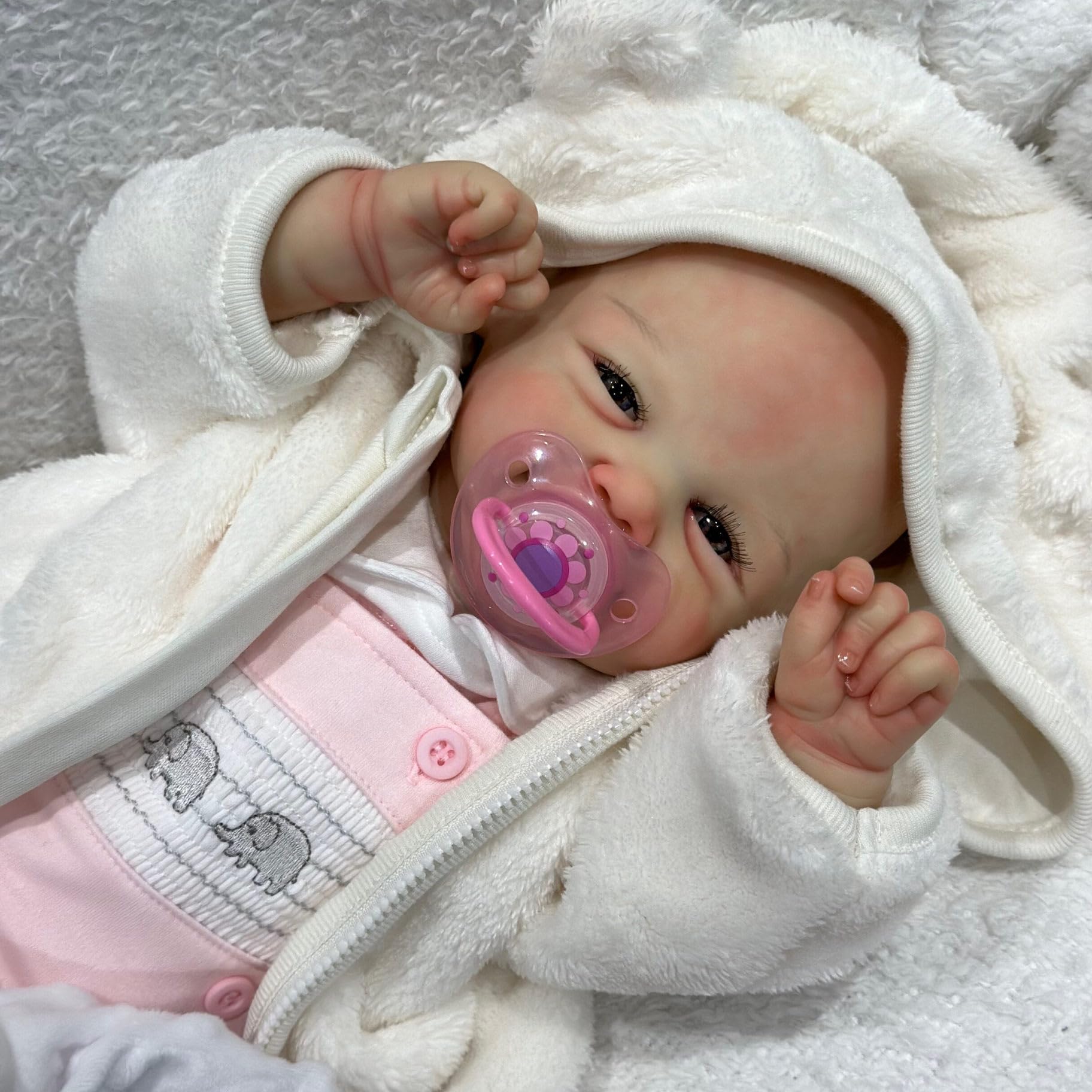 Reborn Baby Dolls - 48 cm, urocza uśmiechnięta dziewczyna, miękka, winylowa, realistyczna lalka bobas, prawdziwe lalki, z kompletnymi akcesoriami, idealne dla dzieci w wieku od 3 lat
