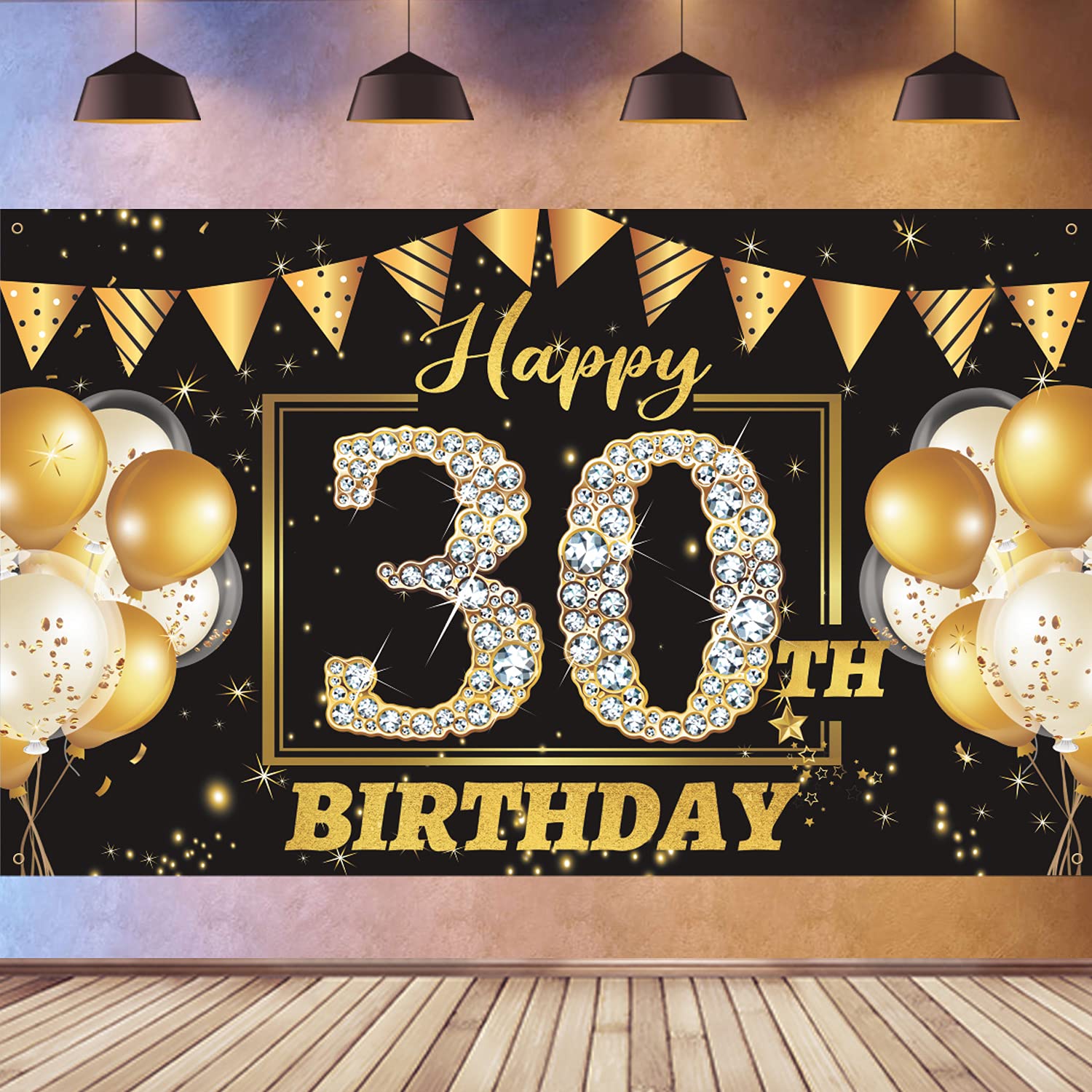 Buy 30th Birthday Decorations Backdrop Banner for Him/Her, Happy 30th