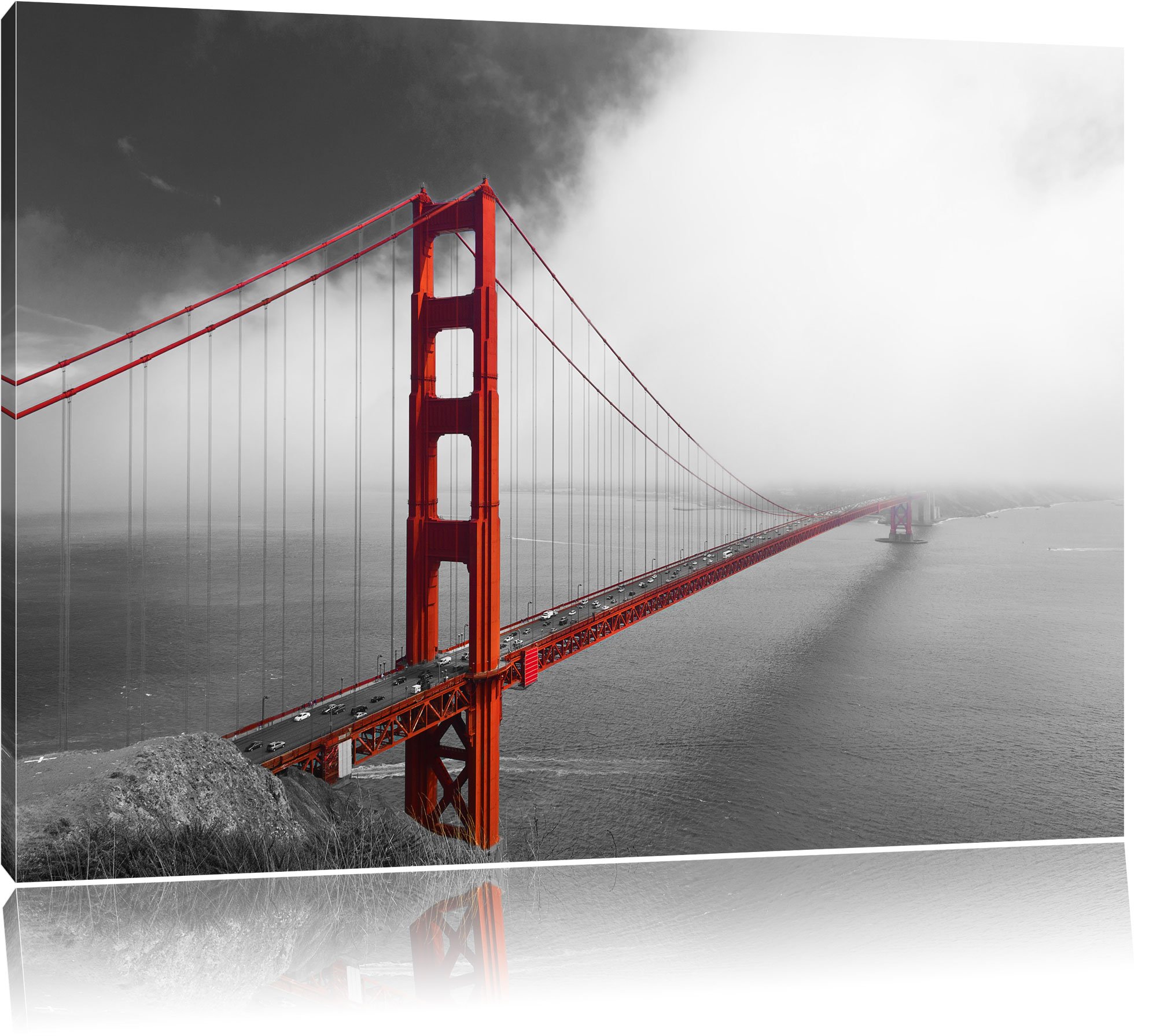 Tableau Golden Gate Bridge rouge pour salon contemporain : grand format sur toile 120x80