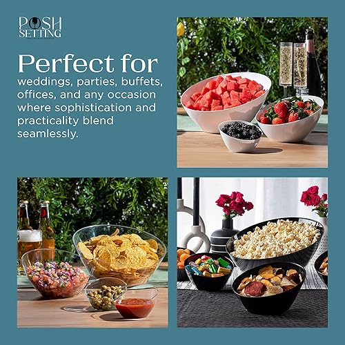 Miniatura 5 de Cuencos desechables de plástico en ángulo para servir, pequeños cuencos dorados de plástico con purpurina para bodas, bufé, cuencos pequeños