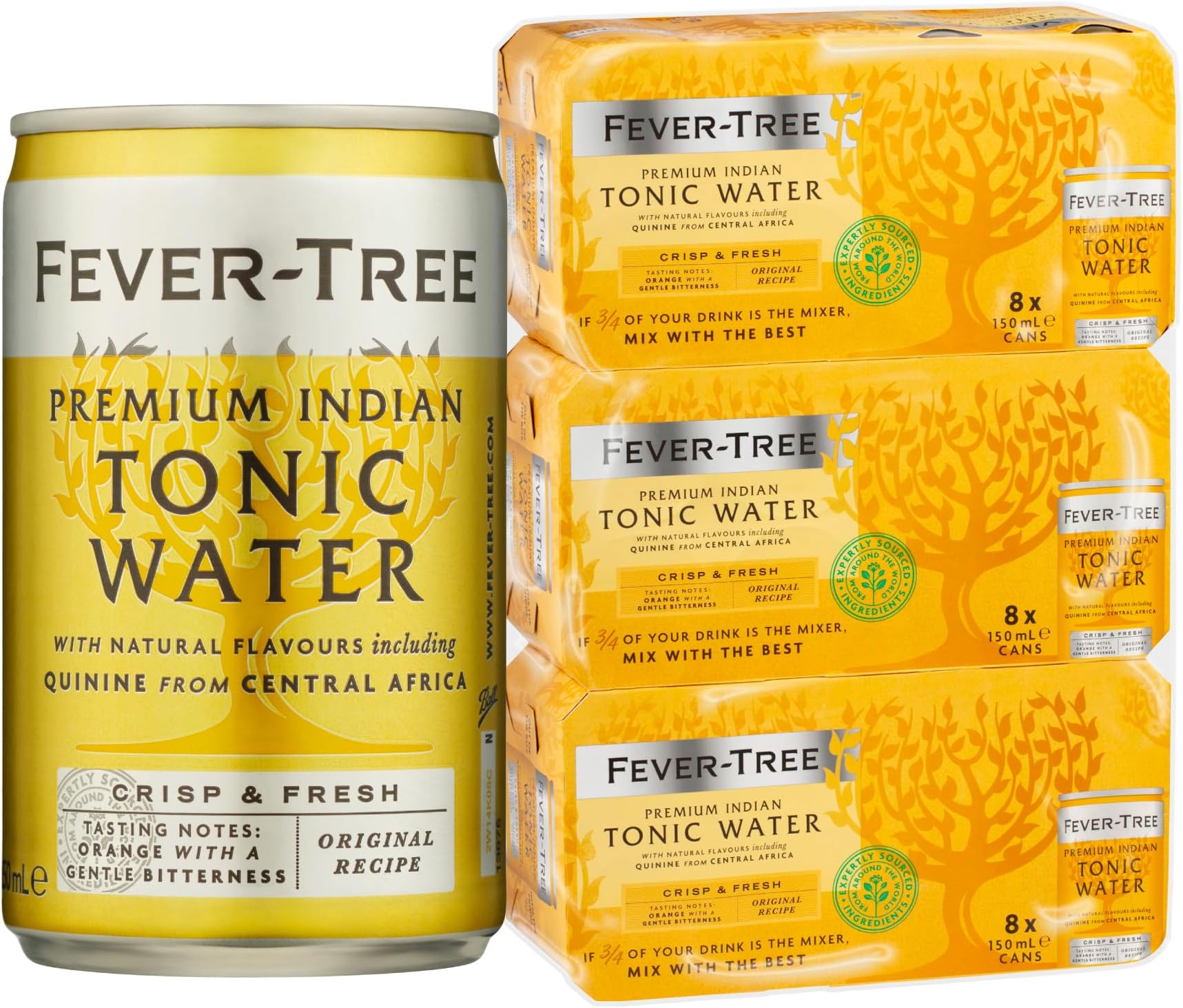 Fever-Tree Indian Tonic Water 8 x 150 ml (Pack of 3 Total 24 Cans)