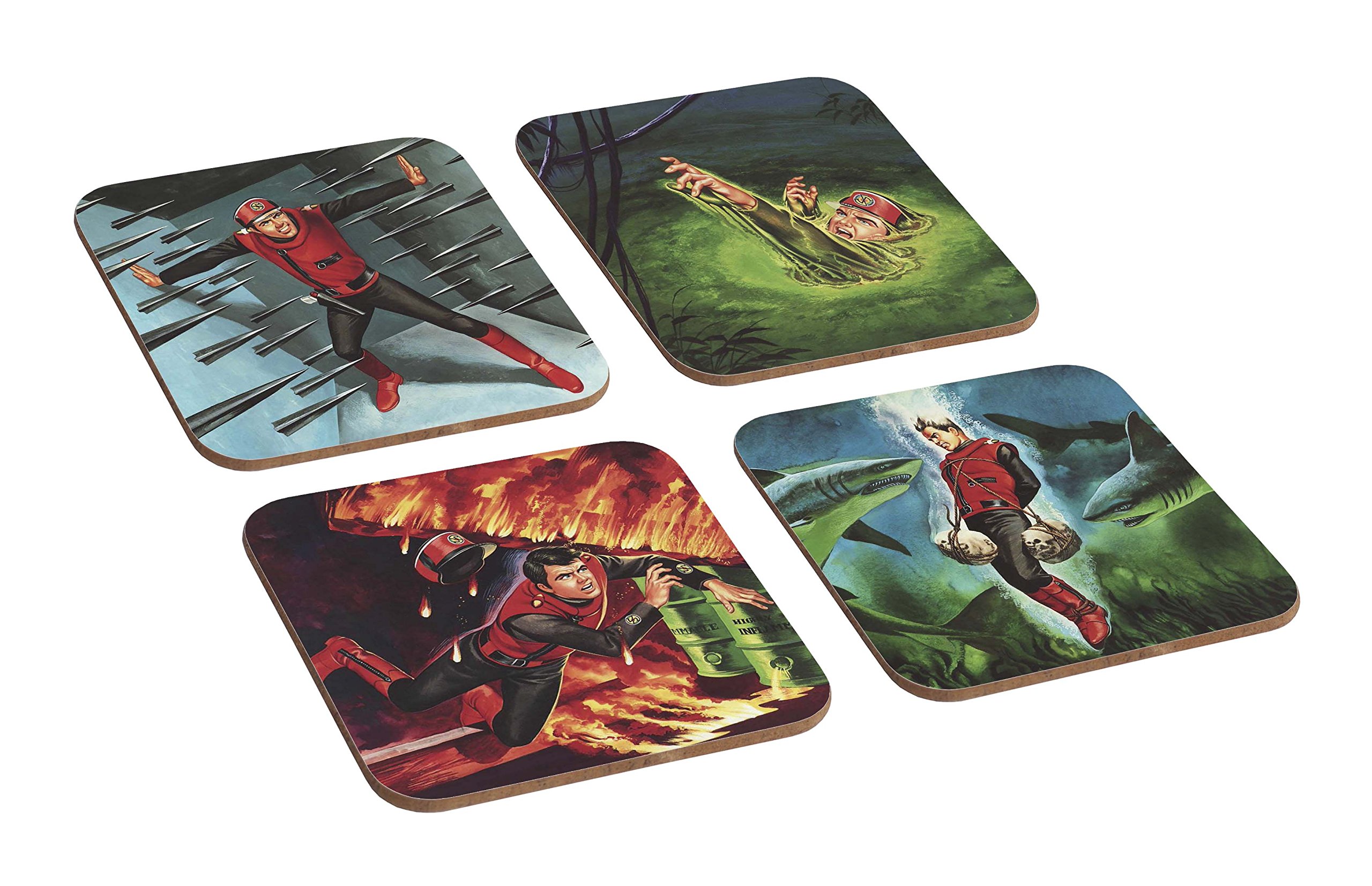 Mugmart Captain Scarlet Artwork 4 Piece Wooden Coaster Set