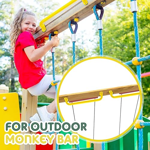 Miniatura 6 de Dunzy 2 piezas de accesorios de patio de recreo de 17.72 pulgadas, asas de seguridad de metal con asas de patio de juegos de tornillo, asas de